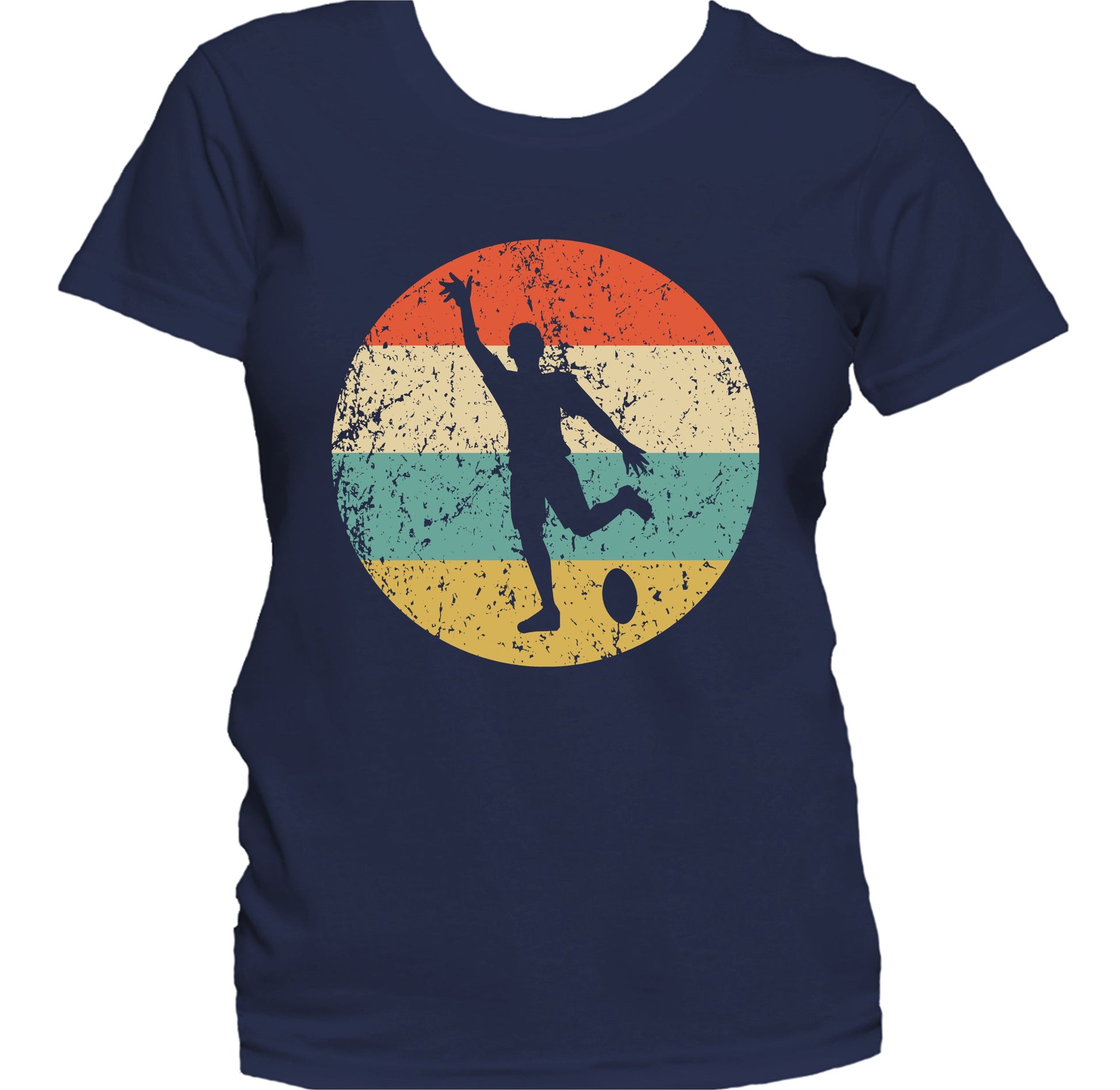 Rugby Player Rugby Kick Silhouette Retro Sports Women's T-Shirt