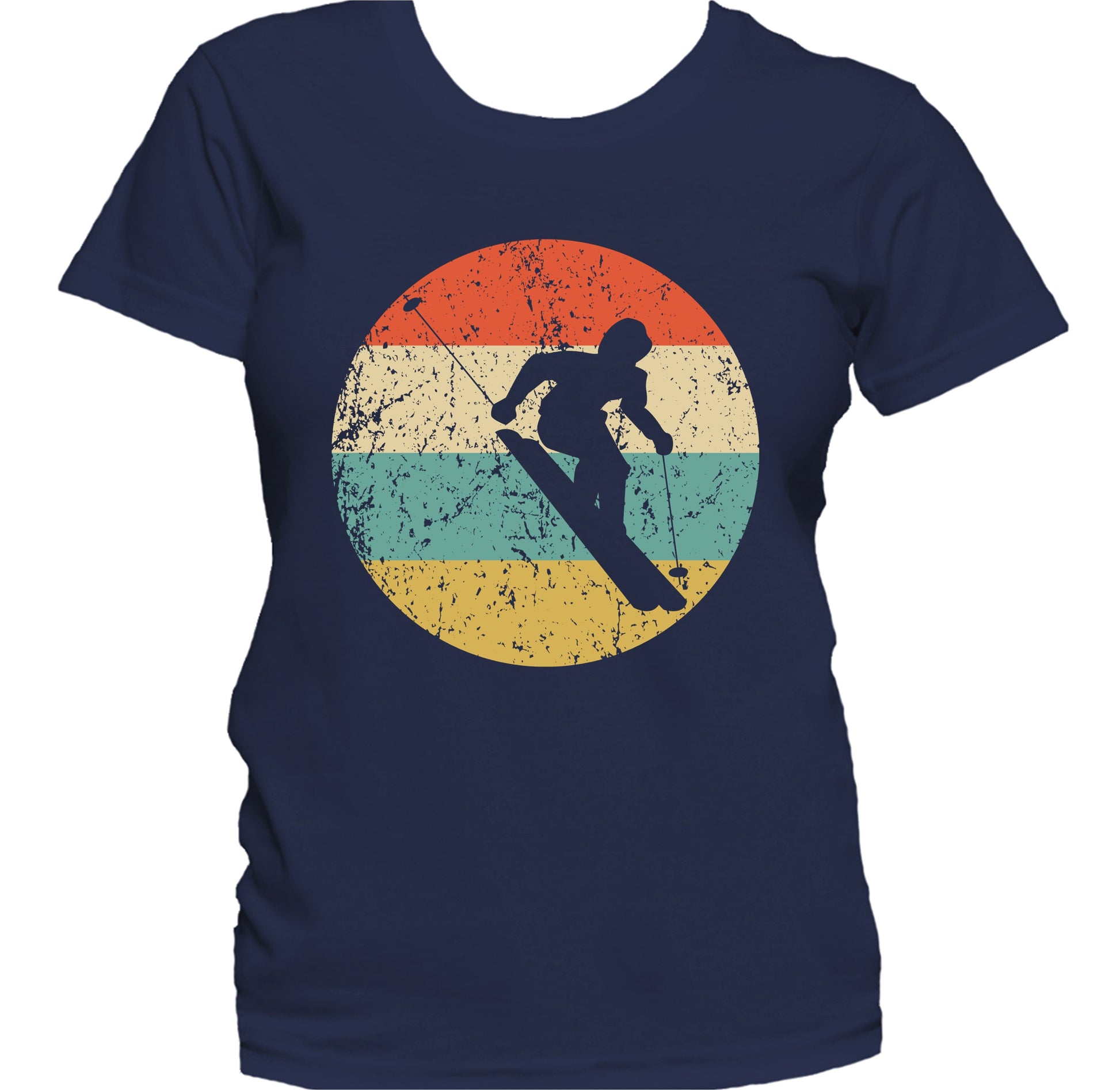 Downhill Skier Skiing Silhouette Retro Winter Sports Women's T-Shirt