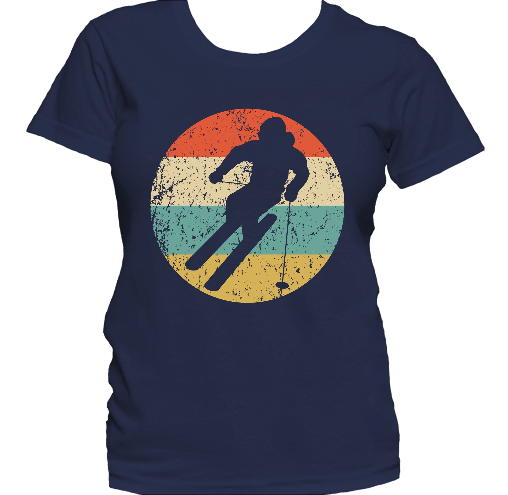 Downhill Skier Skiing Silhouette Retro Winter Sports Women's T-Shirt