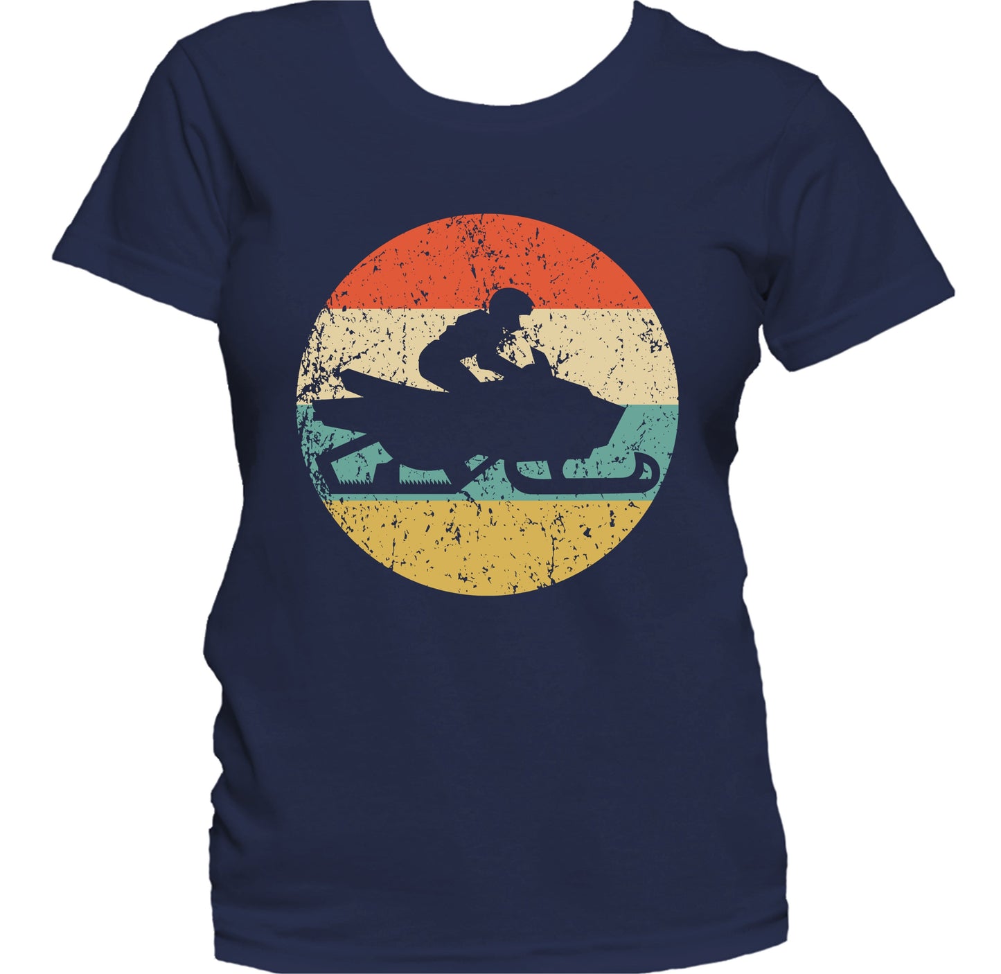 Snowmobile Snowmobiler Silhouette Retro Winter Sports Women's T-Shirt