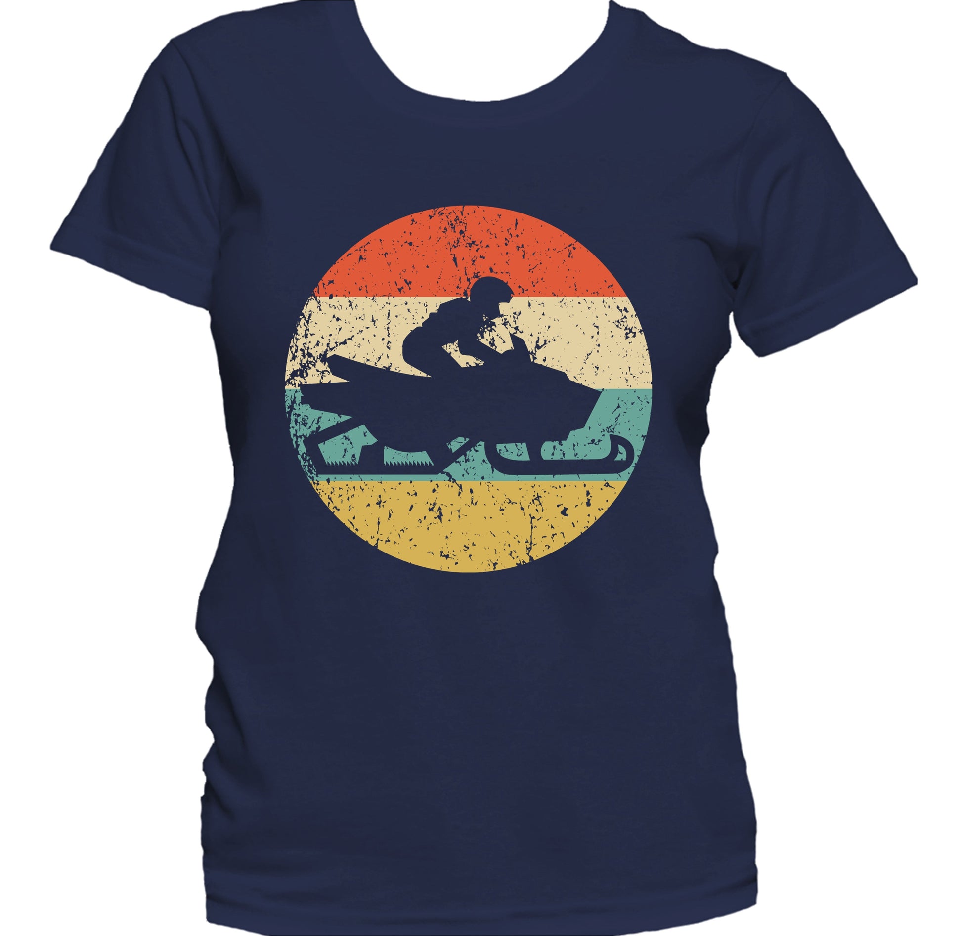 Snowmobile Snowmobiler Silhouette Retro Winter Sports Women's T-Shirt