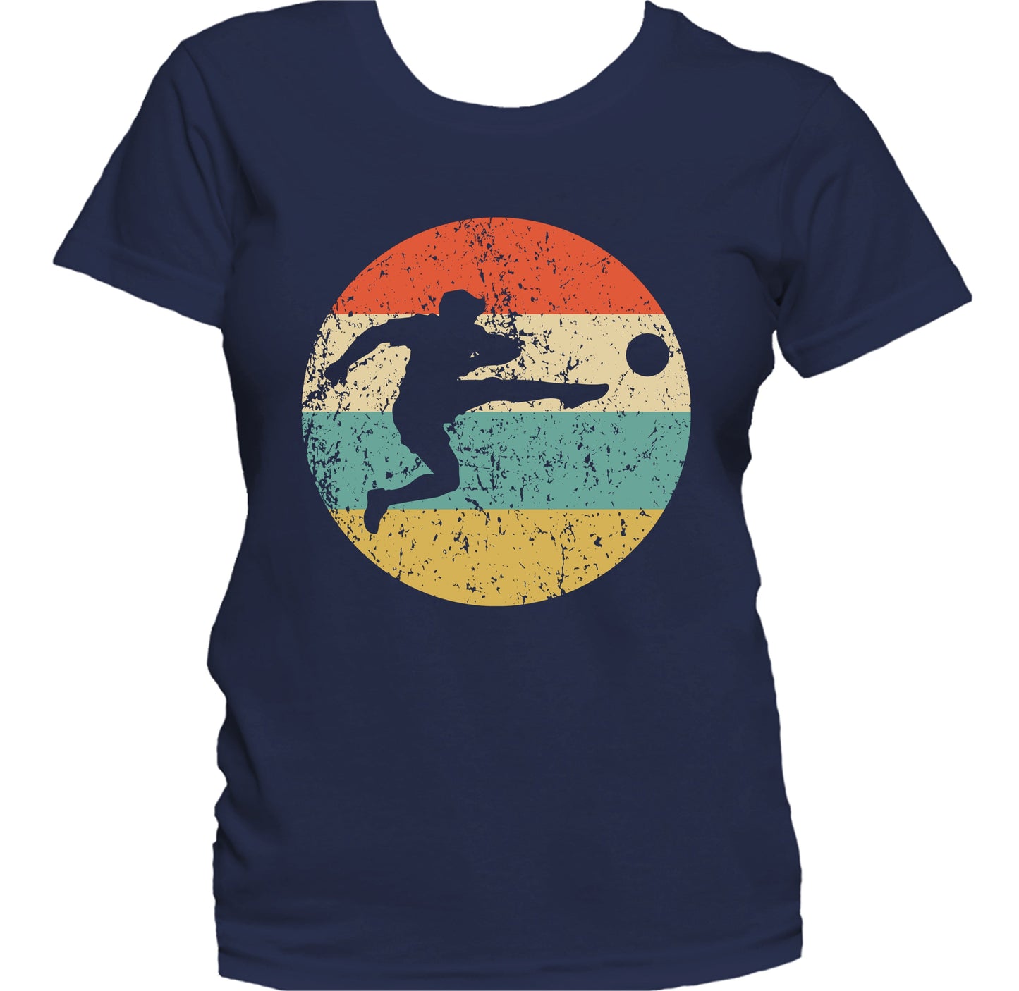 Soccer Player Kick Silhouette Retro Sports Women's T-Shirt