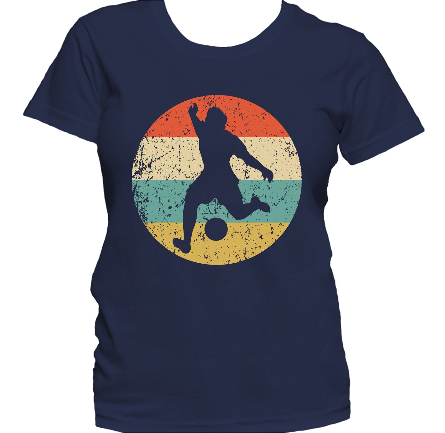 Soccer Player Kick Silhouette Retro Sports Women's T-Shirt