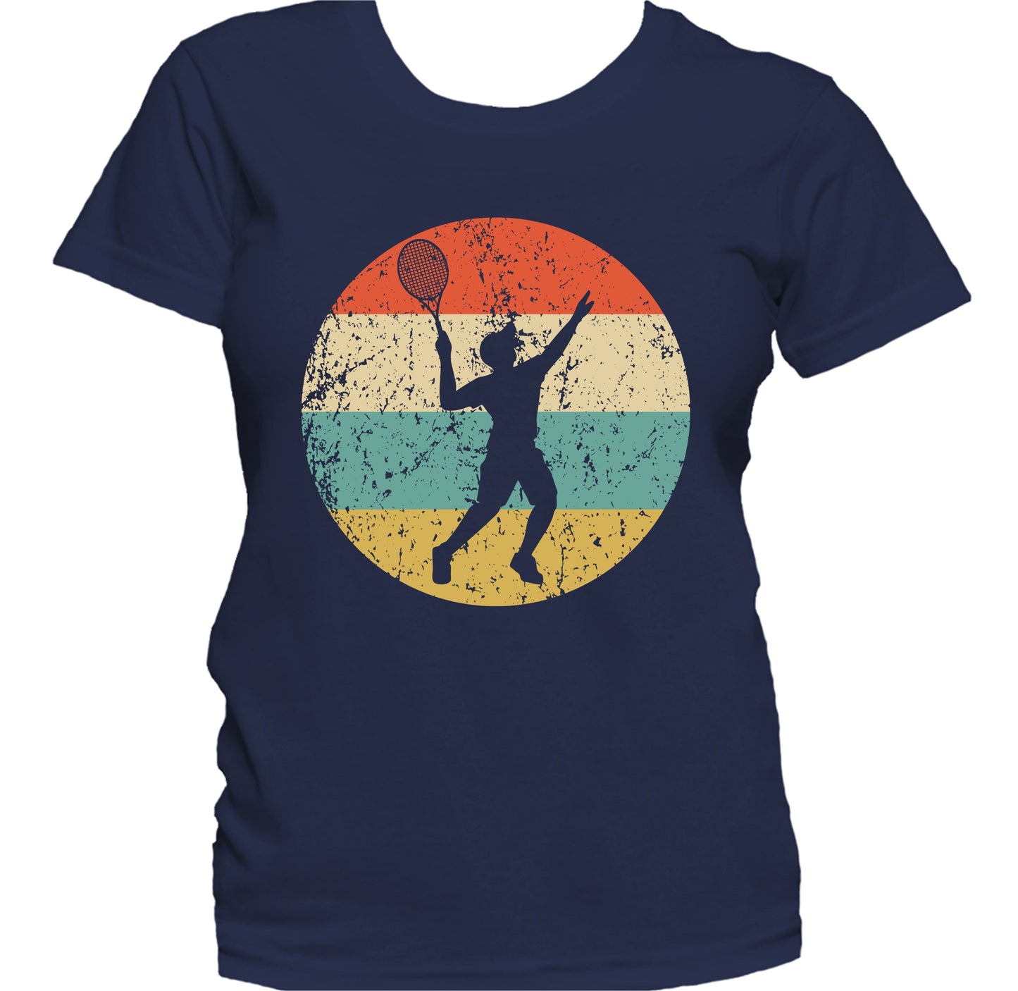 Tennis Player Serve Silhouette Retro Sports Women's T-Shirt