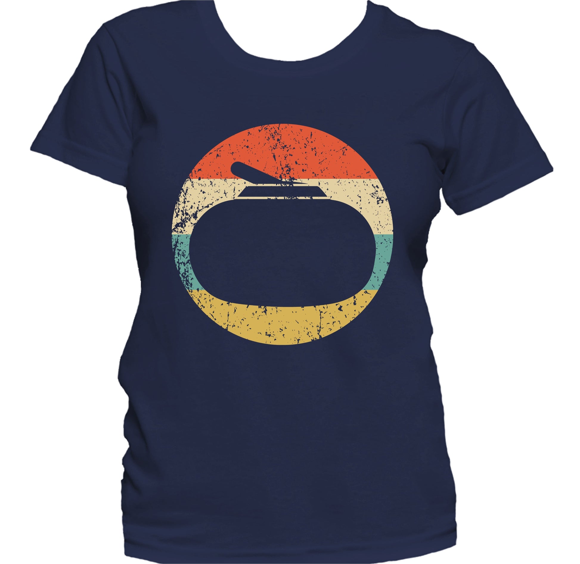 Curling Stone Silhouette Retro Winter Sports Women's T-Shirt