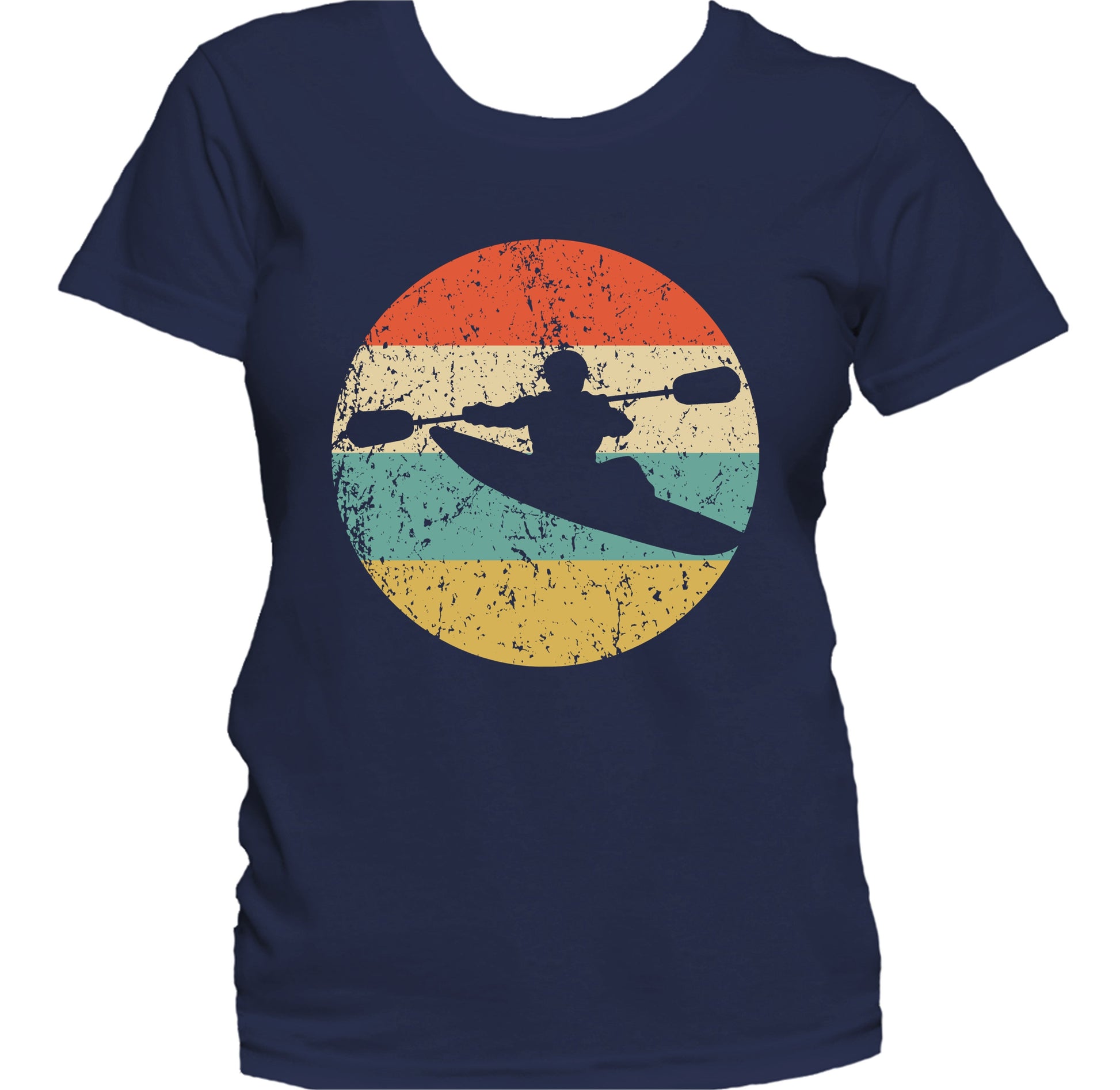 Kayaking Kayaker Silhouette Retro Kayak Women's T-Shirt