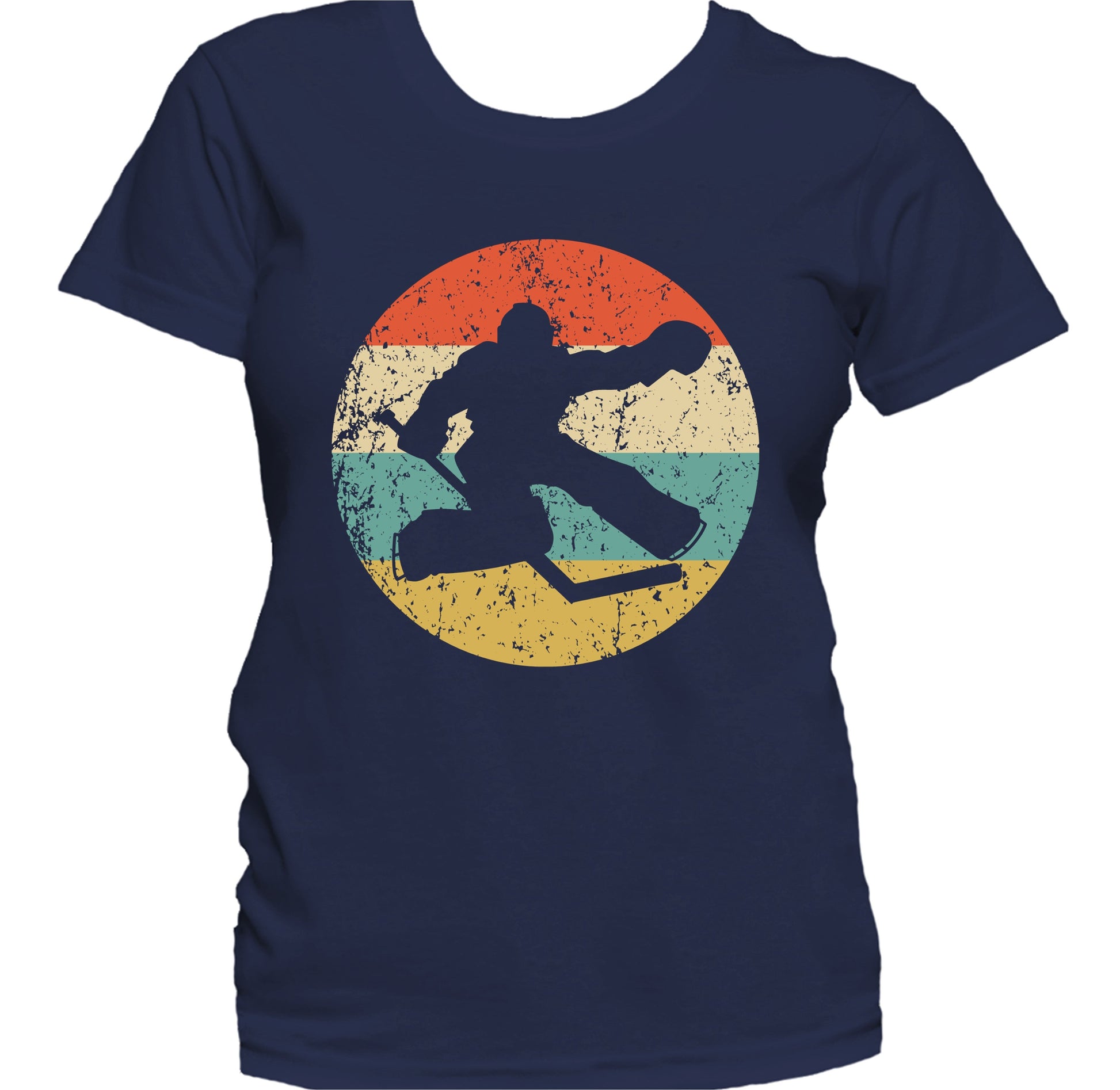 Hockey Player Goalie Silhouette Retro Sports Women's T-Shirt