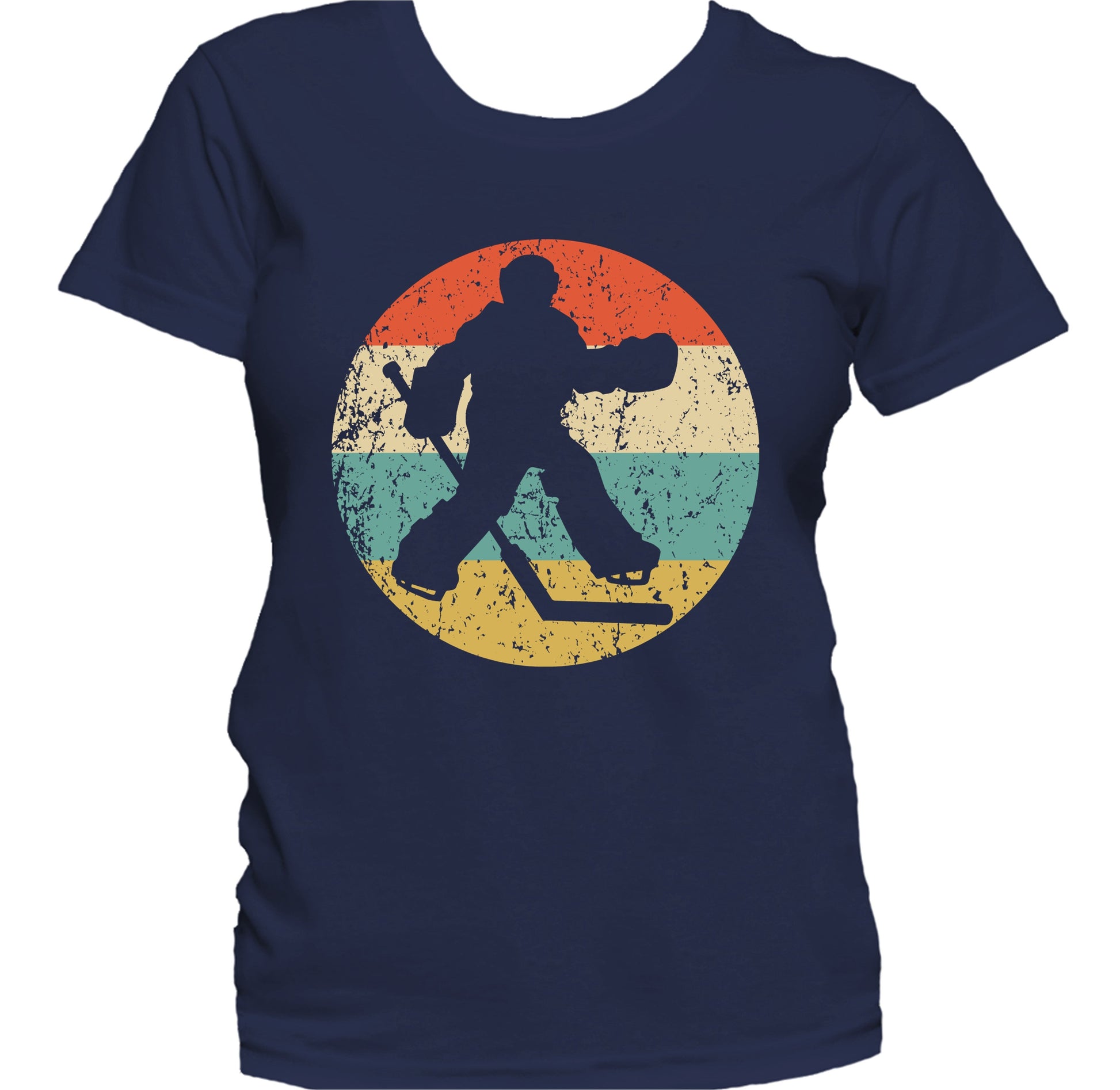 Hockey Goalie Hockey Player Silhouette Retro Sports Women's T-Shirt