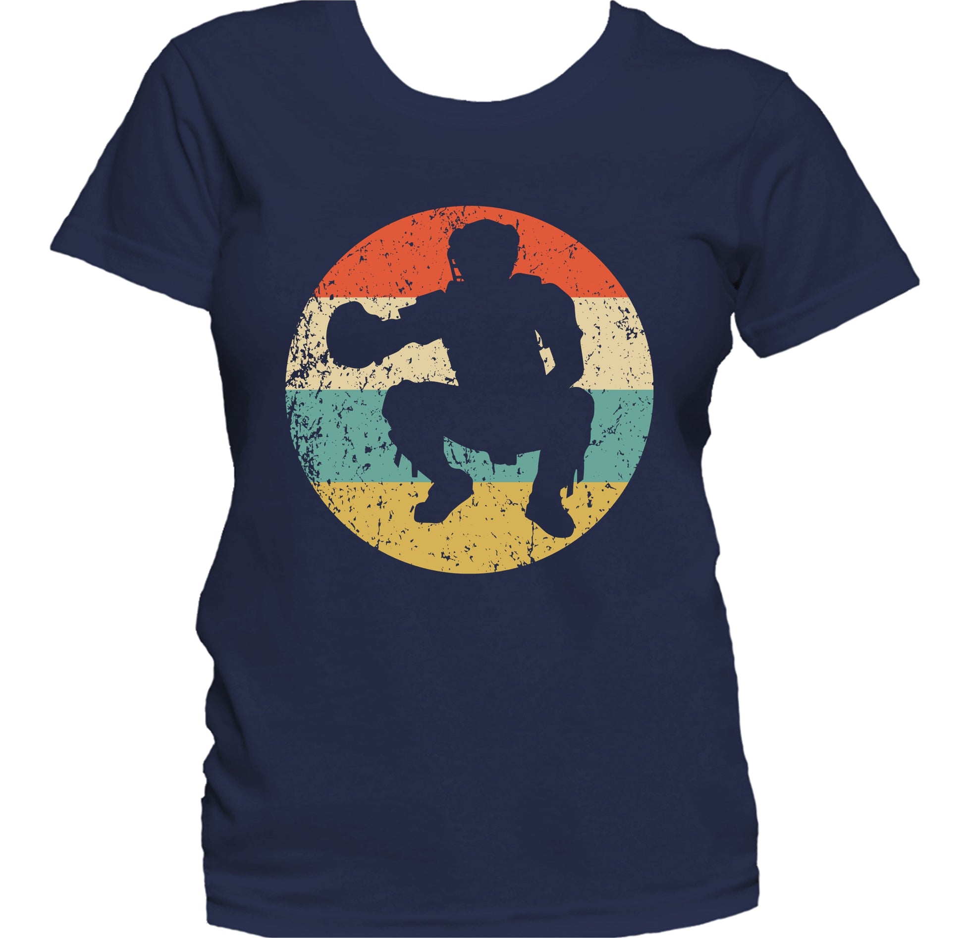 Baseball Catcher Silhouette Retro Baseball Player Women's T-Shirt