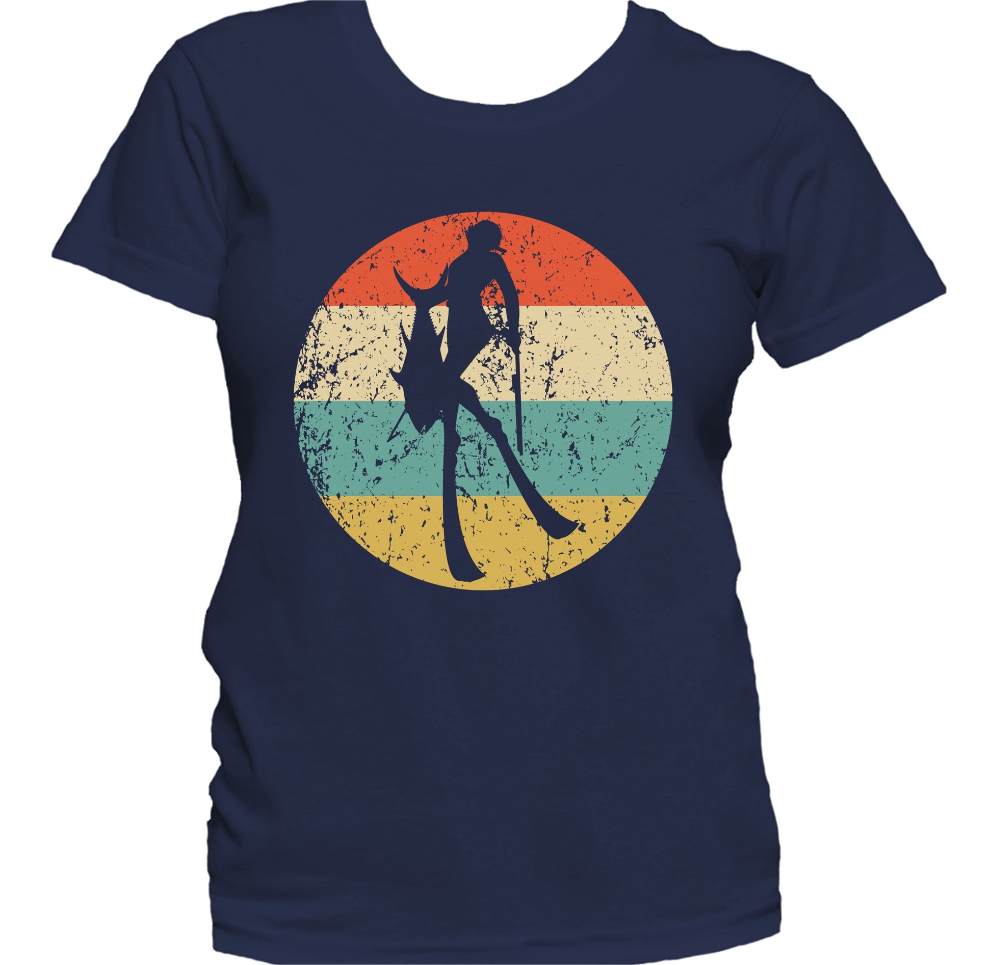Spearfisherman Silhouette Retro Spearfishing Women's T-Shirt