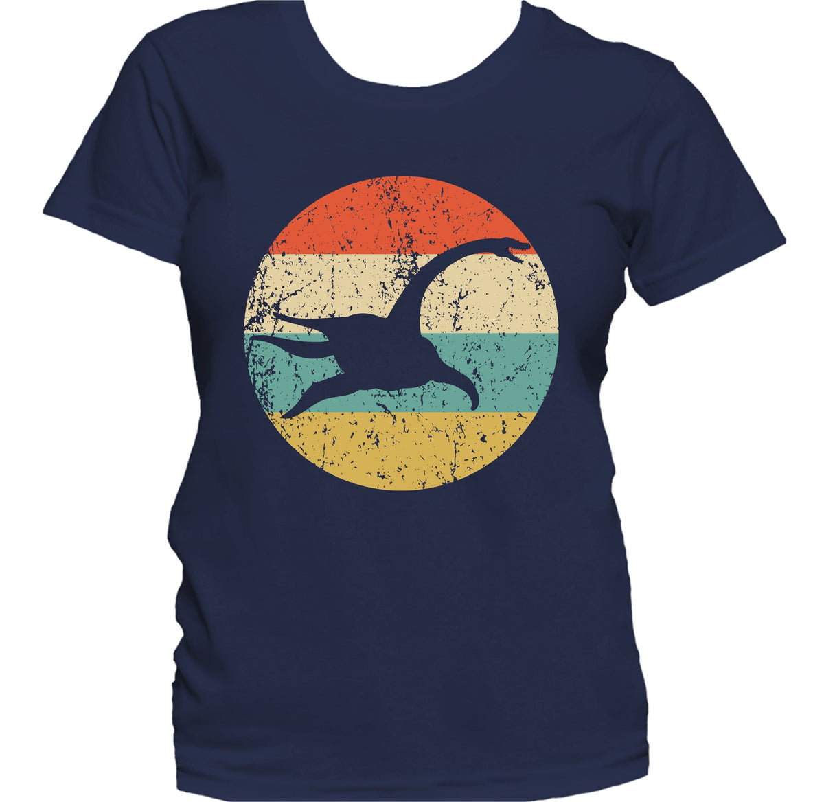 Plesiosaur Silhouette Retro Dinosaur Women's T-Shirt