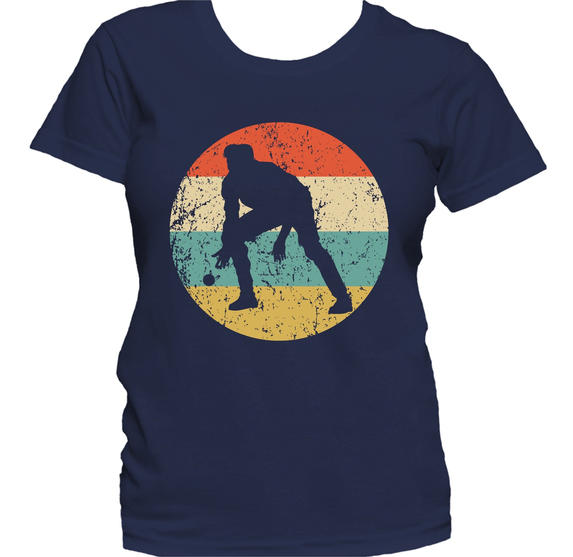 Man Playing Bocce Ball Silhouette Retro Bocce Women s T Shirt