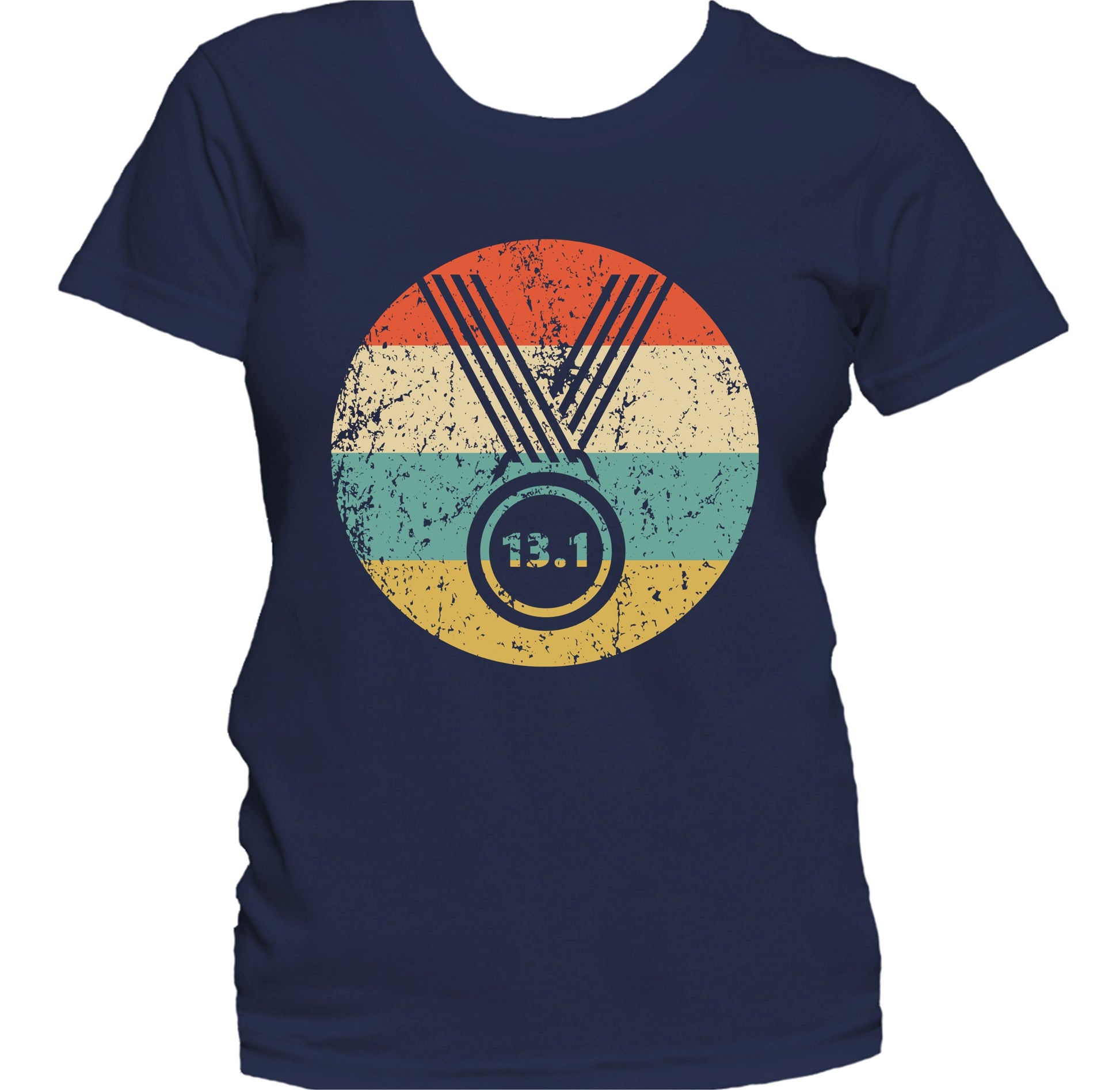 13.1 Miles Half Marathon Finisher Medal Icon Retro Running Women's T-Shirt