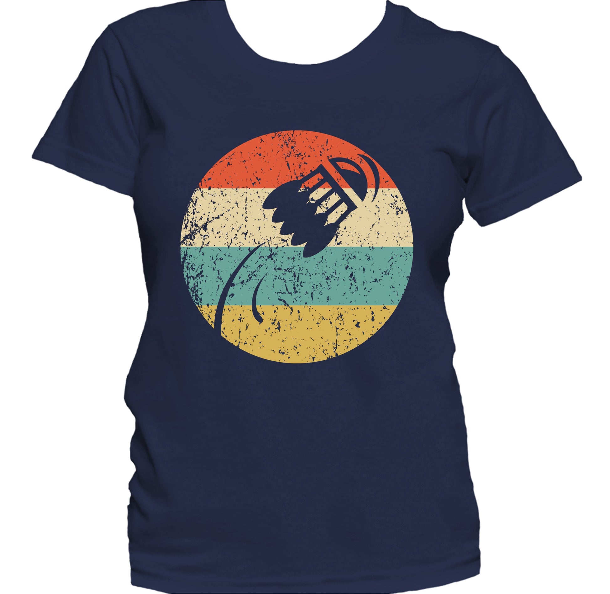 Flying Shuttlecock Icon Retro Badminton Women's T-Shirt
