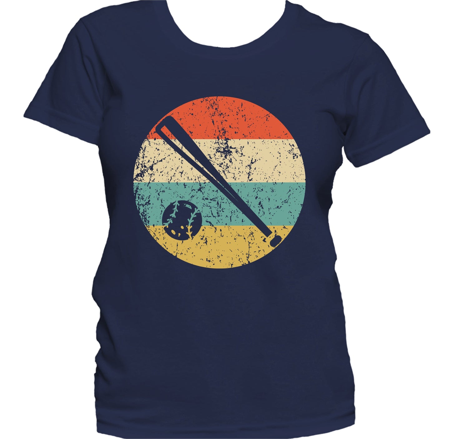 Bat and Ball Icon Retro Baseball Women's T-Shirt