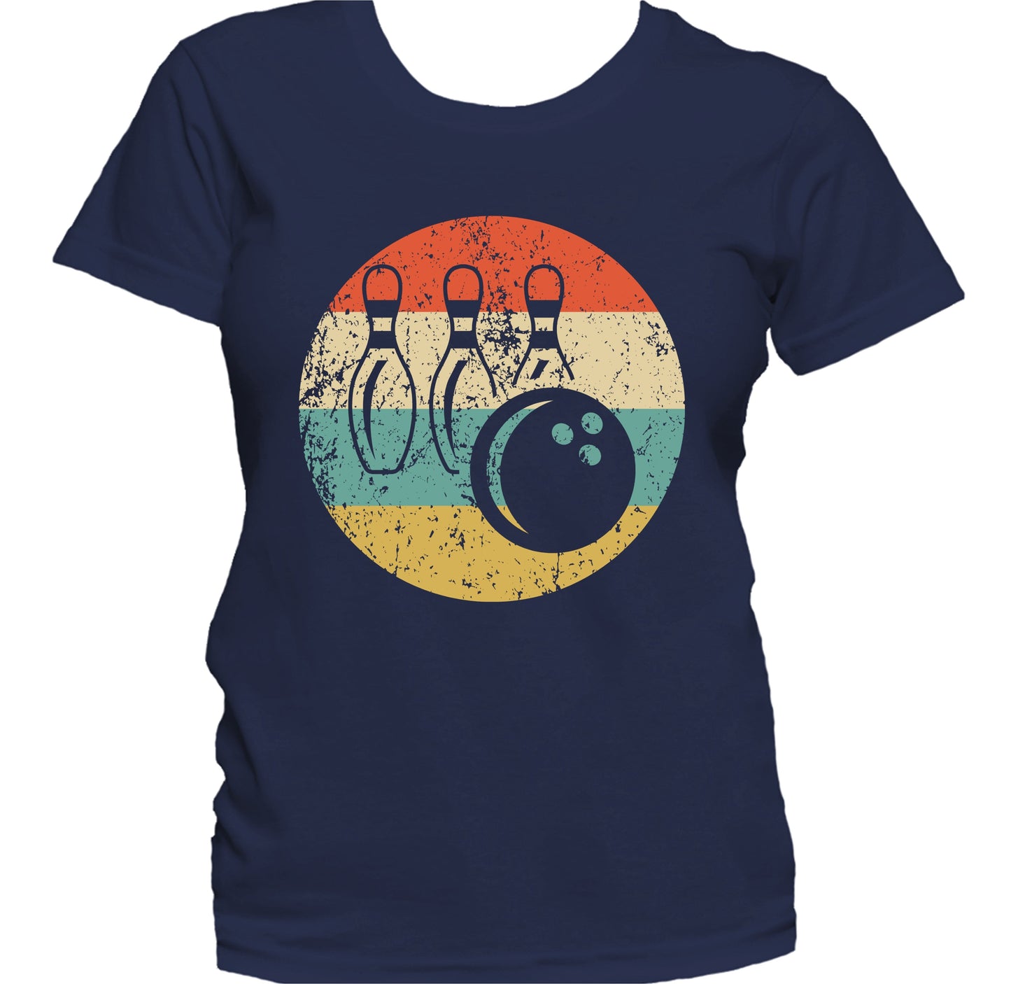 Bowling Ball and Pins Icon Retro Bowling Women's T-Shirt
