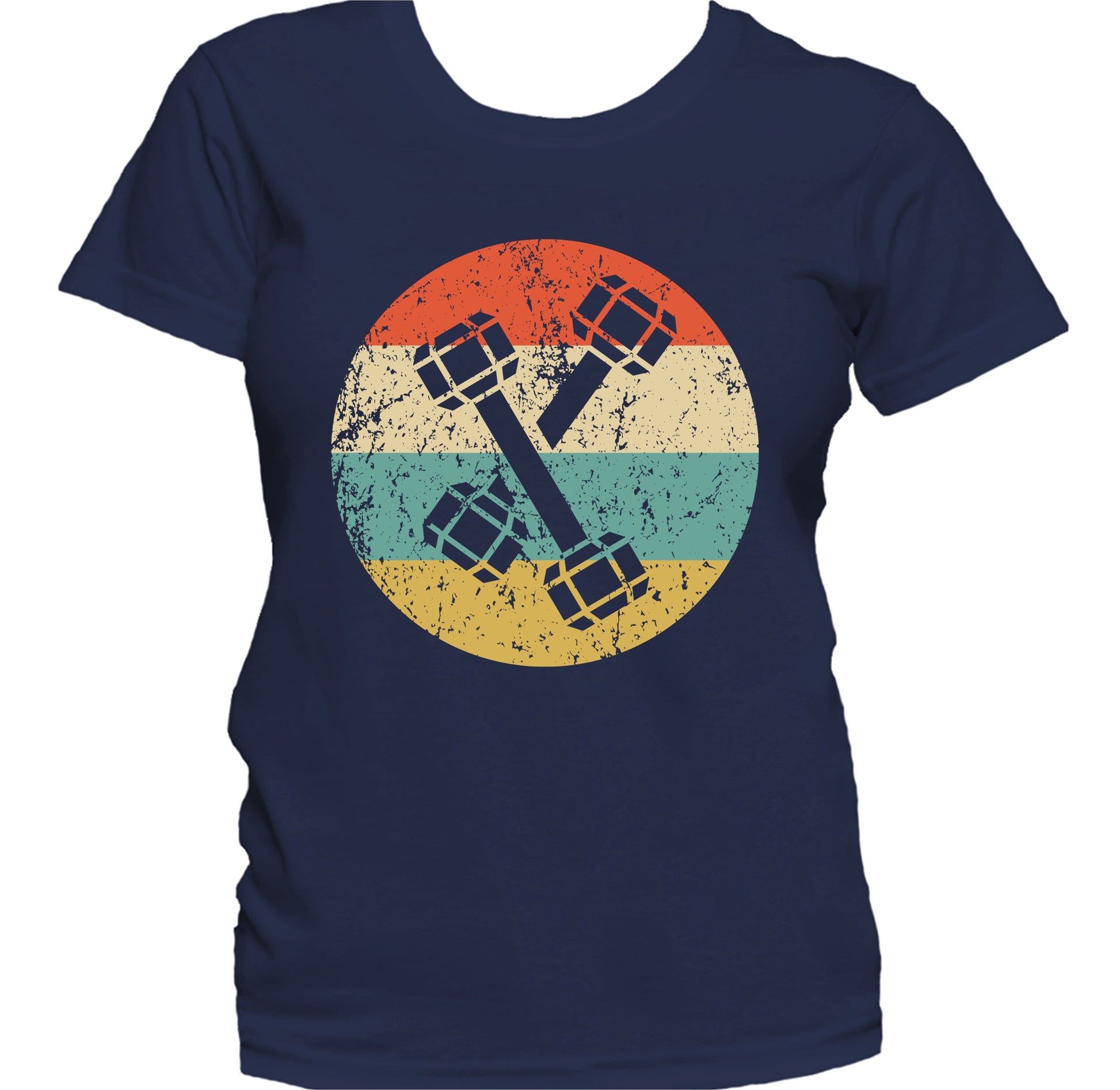 Dumbbell Weights Icon Retro Fitness Weightlifting Women's T-Shirt