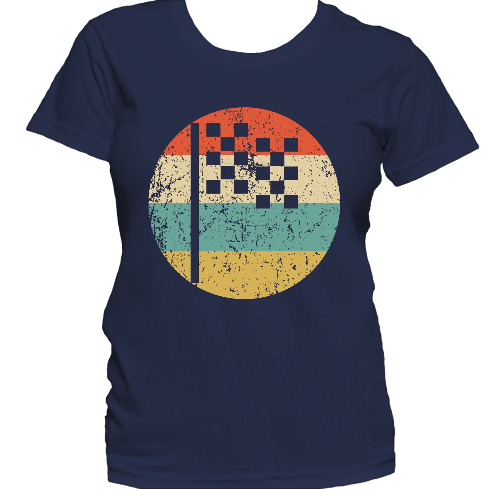 Checkered Flag Icon Retro Racing Women's T-Shirt