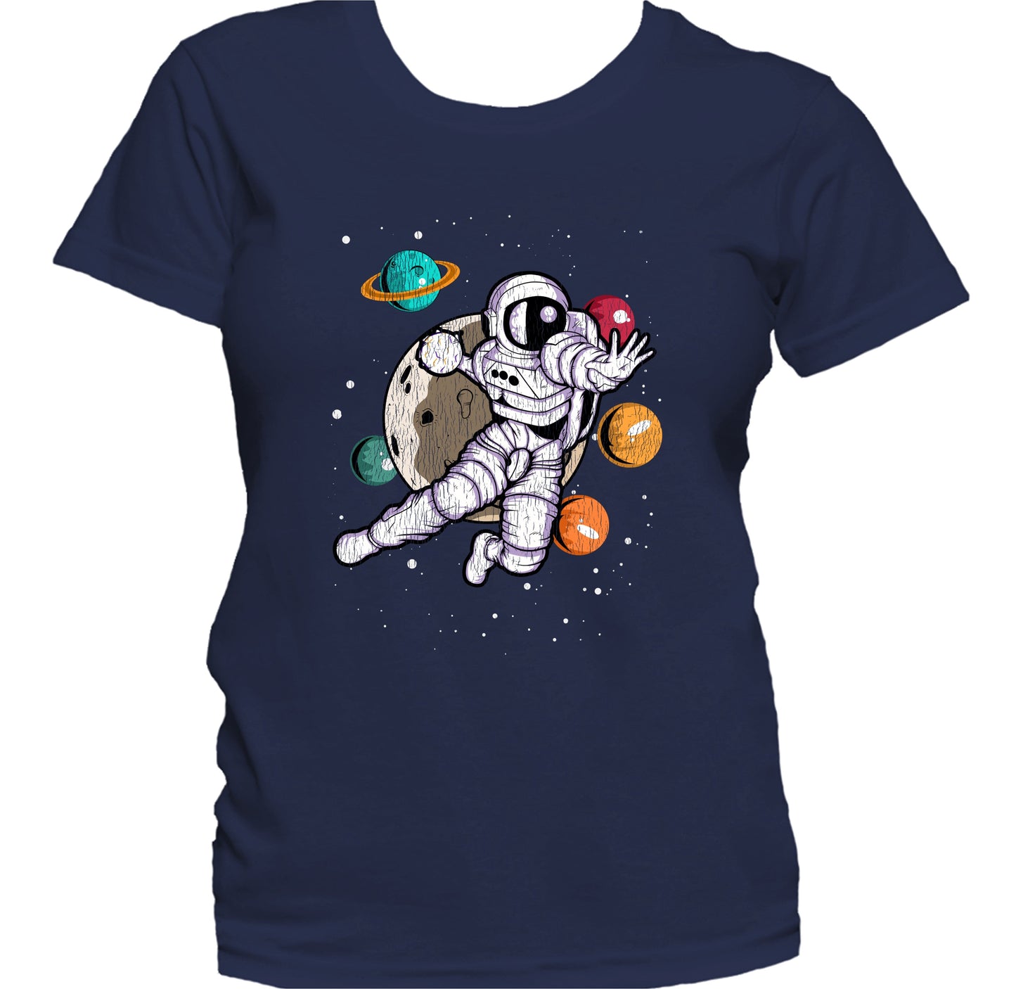 Handball Astronaut Outer Space Spaceman Distressed Women's T-Shirt