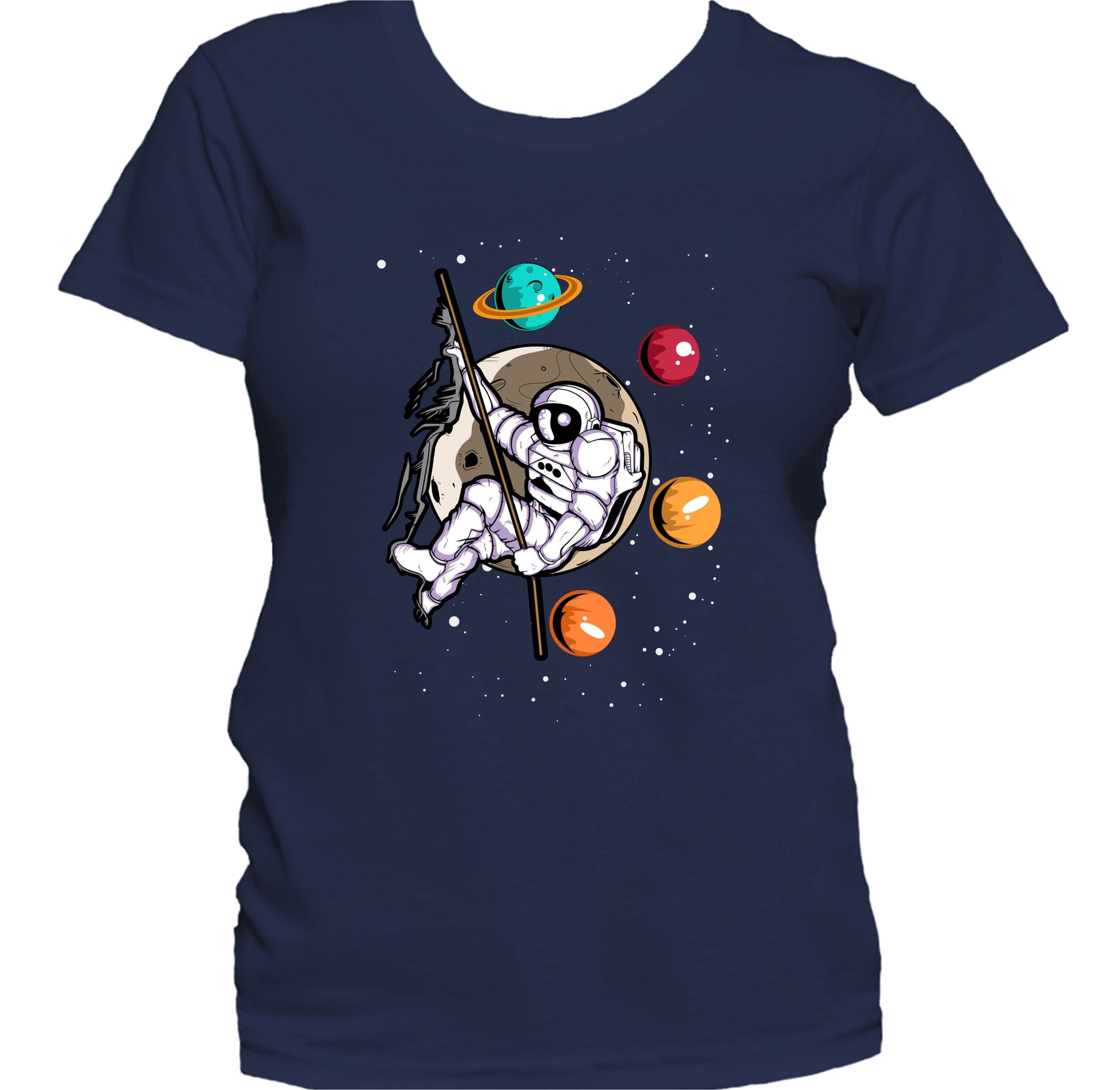 Rock Climbing Astronaut Outer Space Spaceman Distressed Women's T-Shirt
