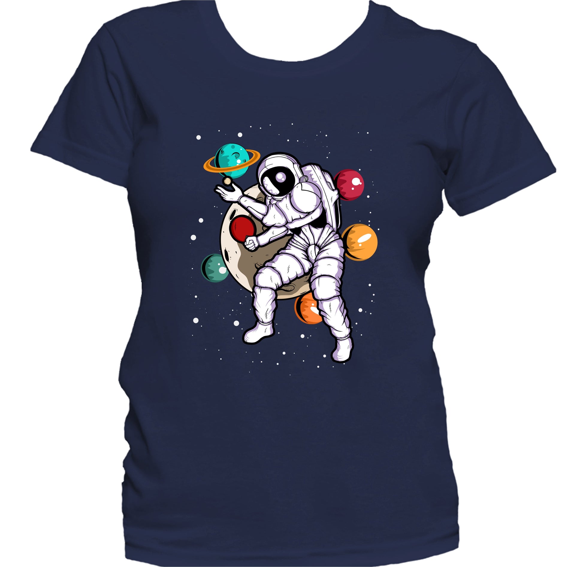 Table Tennis Astronaut Outer Space Spaceman Distressed Women's T-Shirt