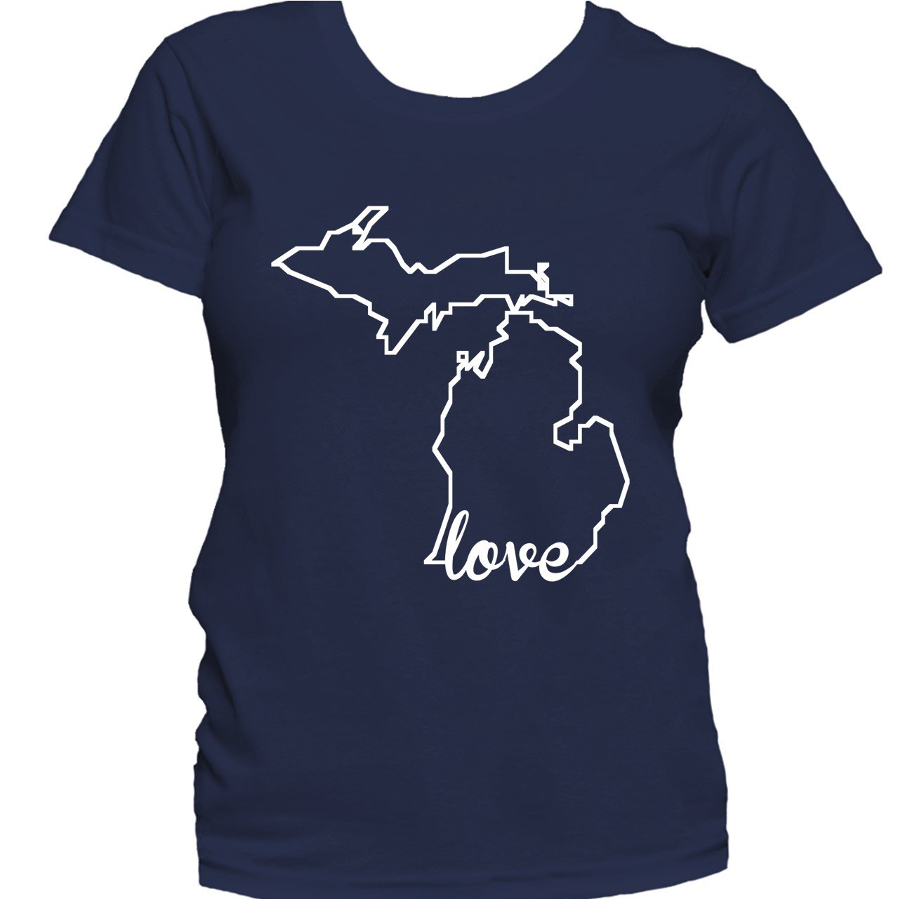 Women's Michigan Shirt - Michigan Love State Outline Women's T-Shirt