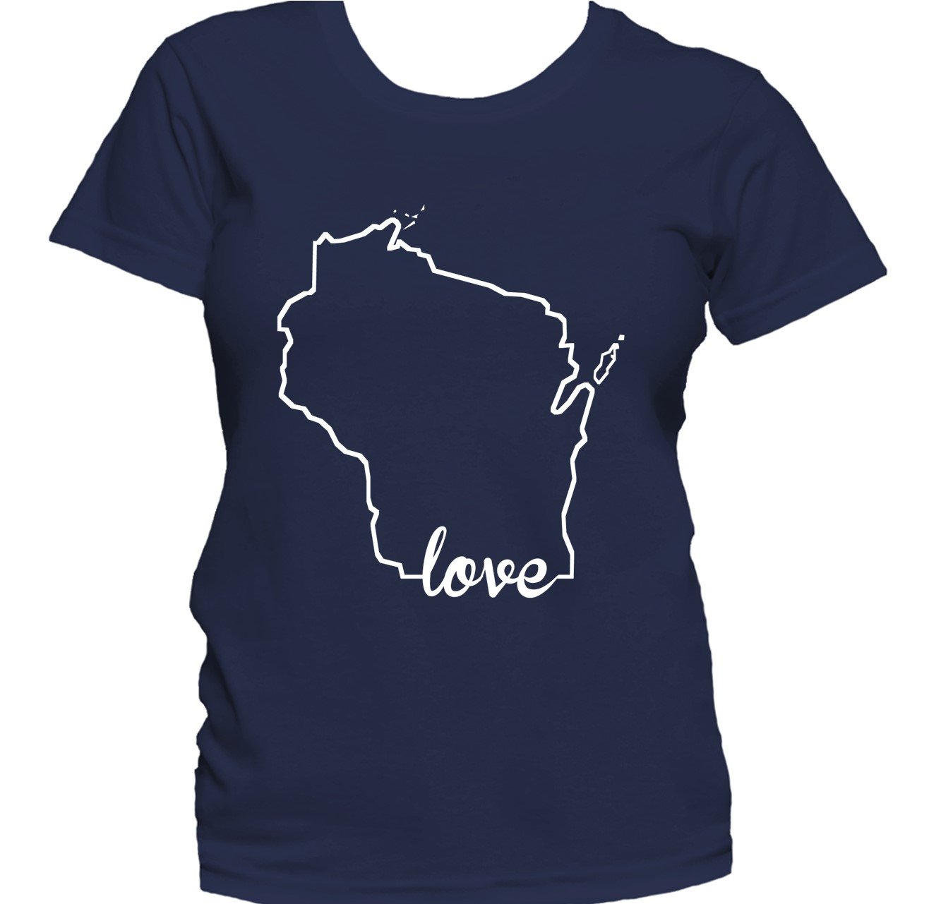 Women's Wisconsin Shirt - Wisconsin Love State Outline Women's T-Shirt