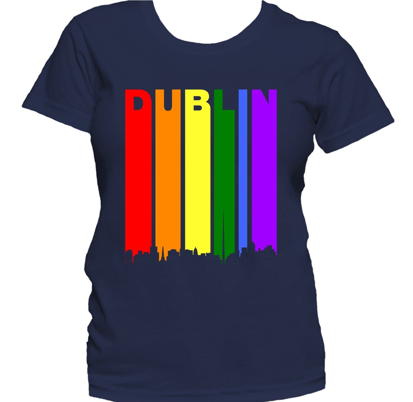 Dublin Ireland Skyline Rainbow Skyline LGBTQ Gay Pride Women's T-Shirt