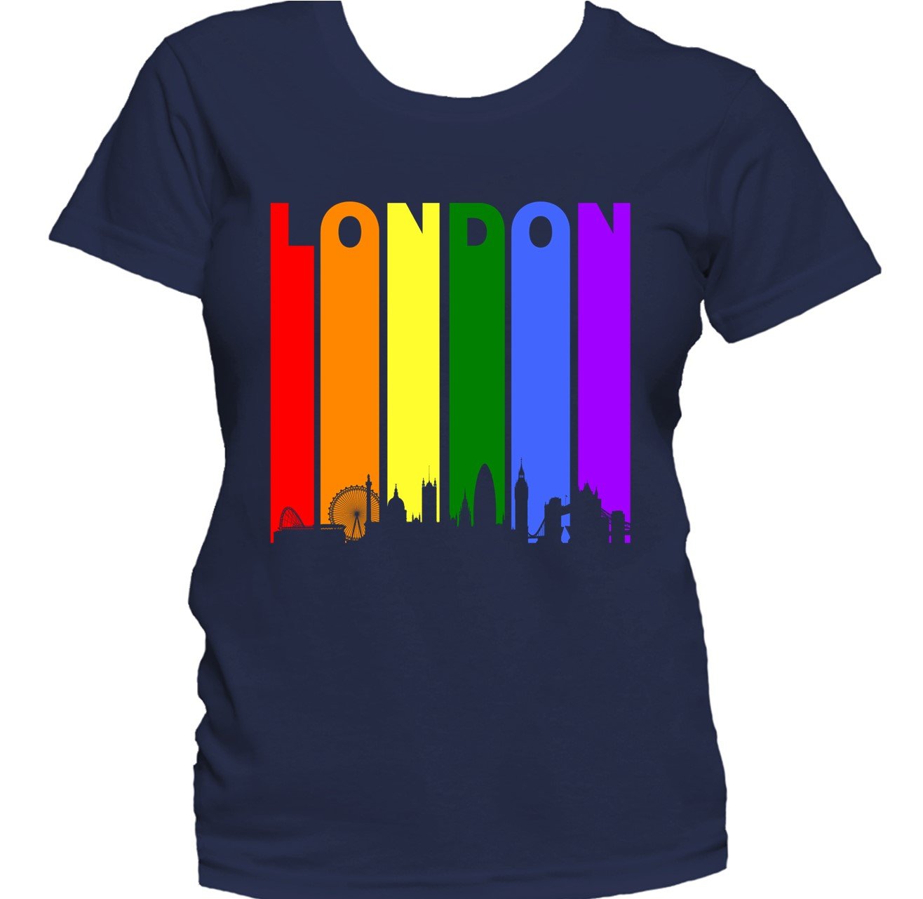 London England Skyline Rainbow Skyline LGBTQ Gay Pride Women's T-Shirt