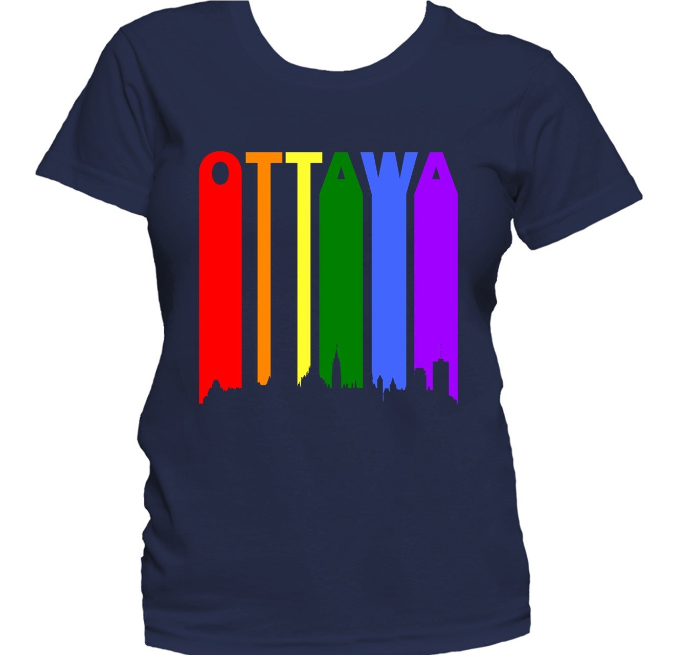 Ottawa Canada Skyline Rainbow Skyline LGBTQ Gay Pride Women's T-Shirt
