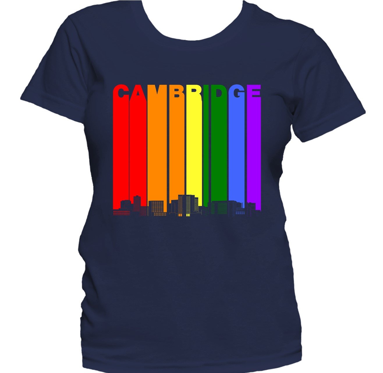 Cambridge Massachusetts Skyline Rainbow LGBTQ Gay Pride Women's T-Shirt