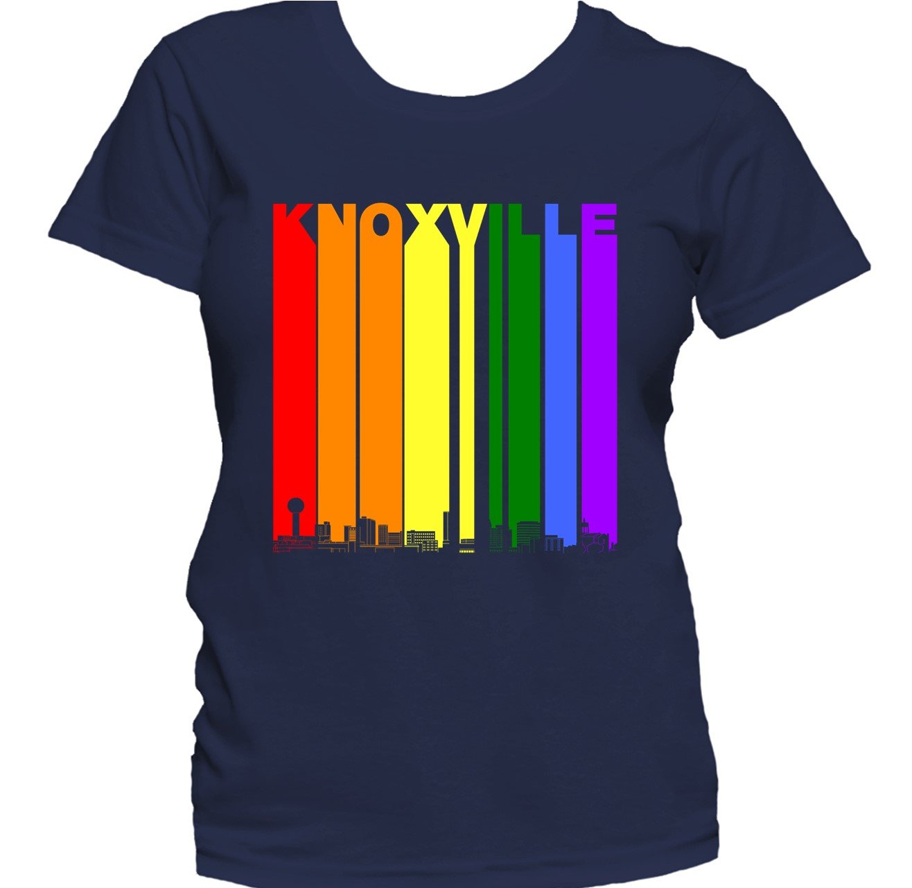 Knoxville Tennessee Skyline Rainbow LGBTQ Gay Pride Women's T-Shirt