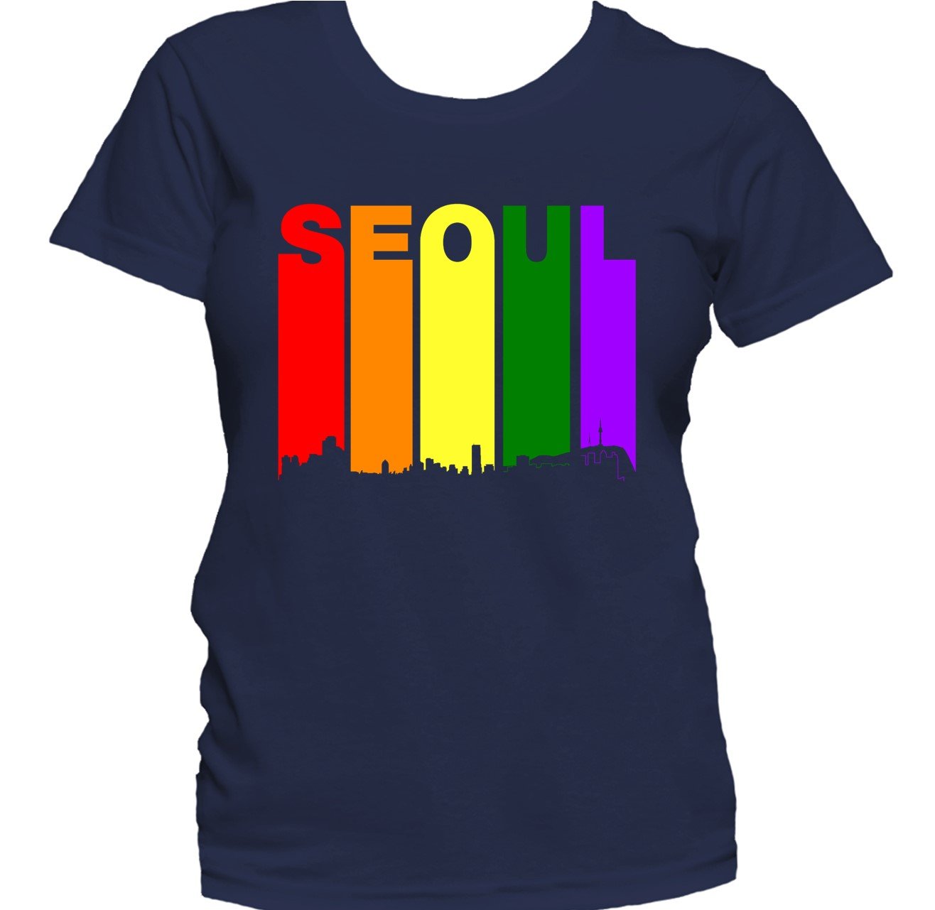 Seoul South Korea Skyline Rainbow LGBTQ Gay Pride Women's T-Shirt