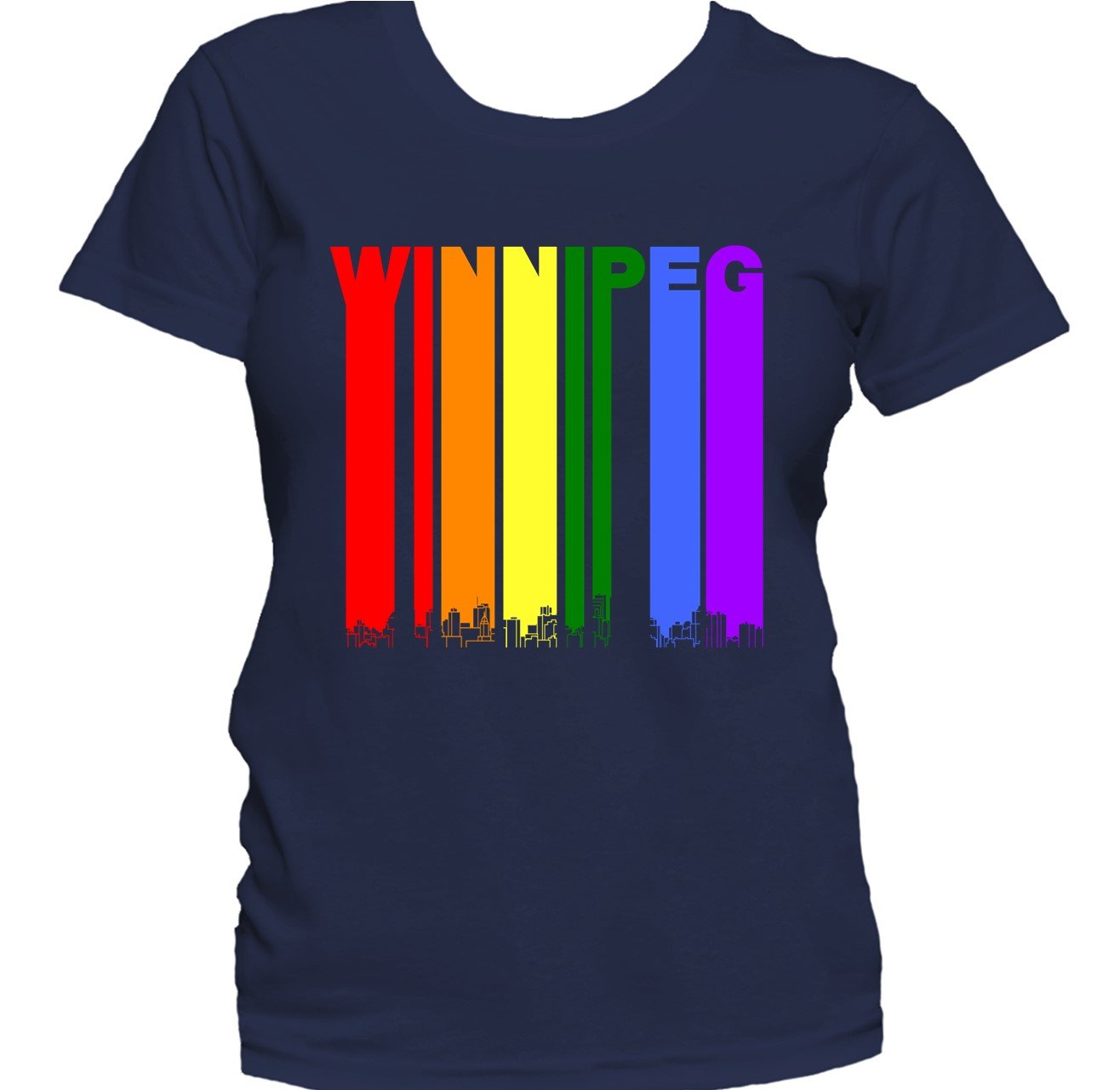 Winnipeg Manitoba Canada Skyline Rainbow Gay Pride Women's T-Shirt