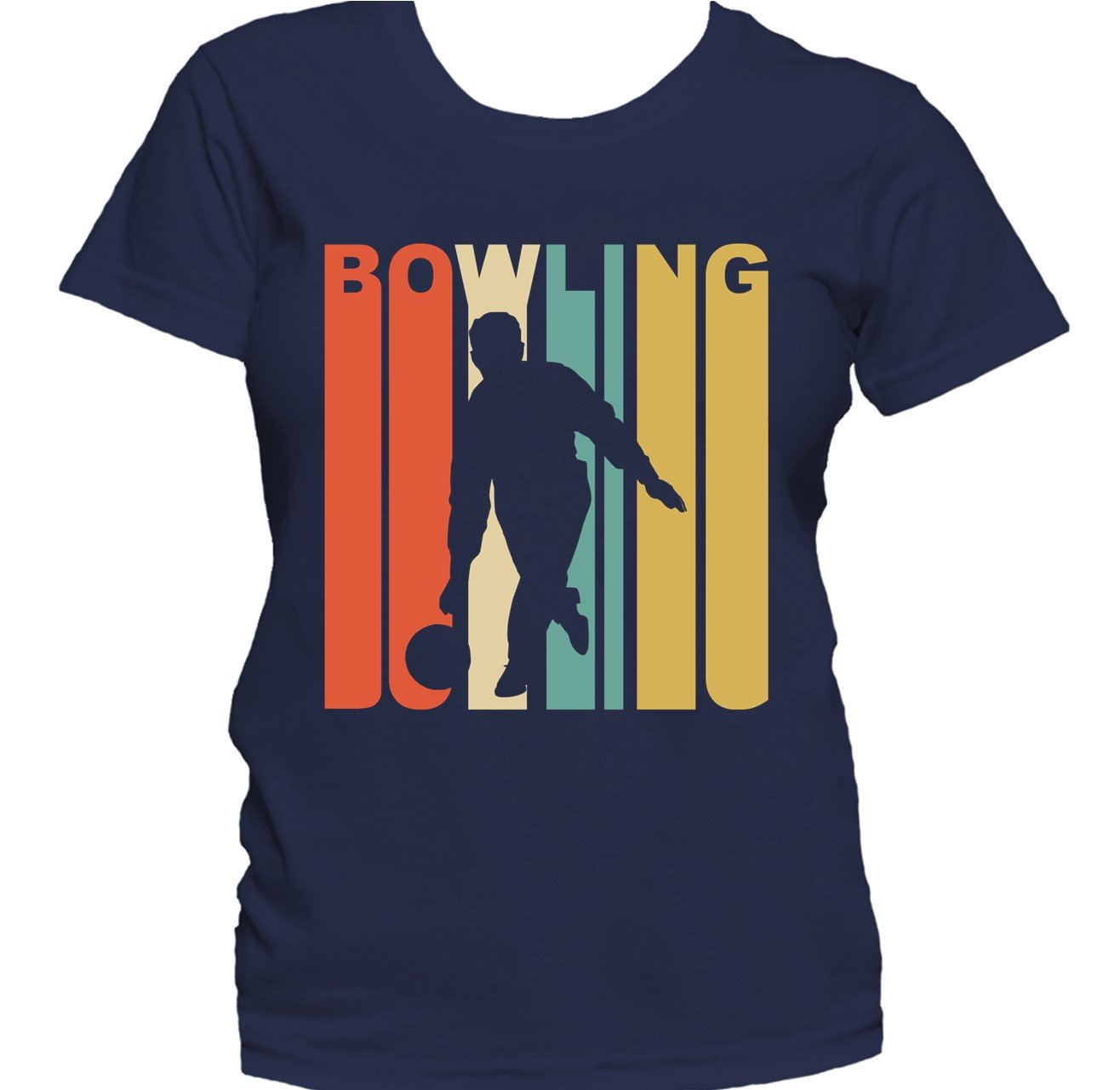 Retro 1970's Style Bowling Silhouette Retro Bowler Women's T-Shirt