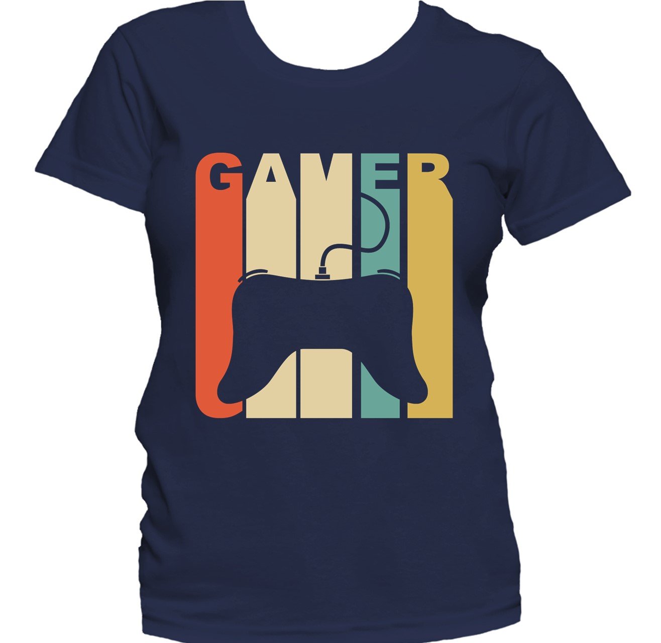 Retro 1970's Style Gamer Controller Silhouette Retro Gaming Women's T-Shirt
