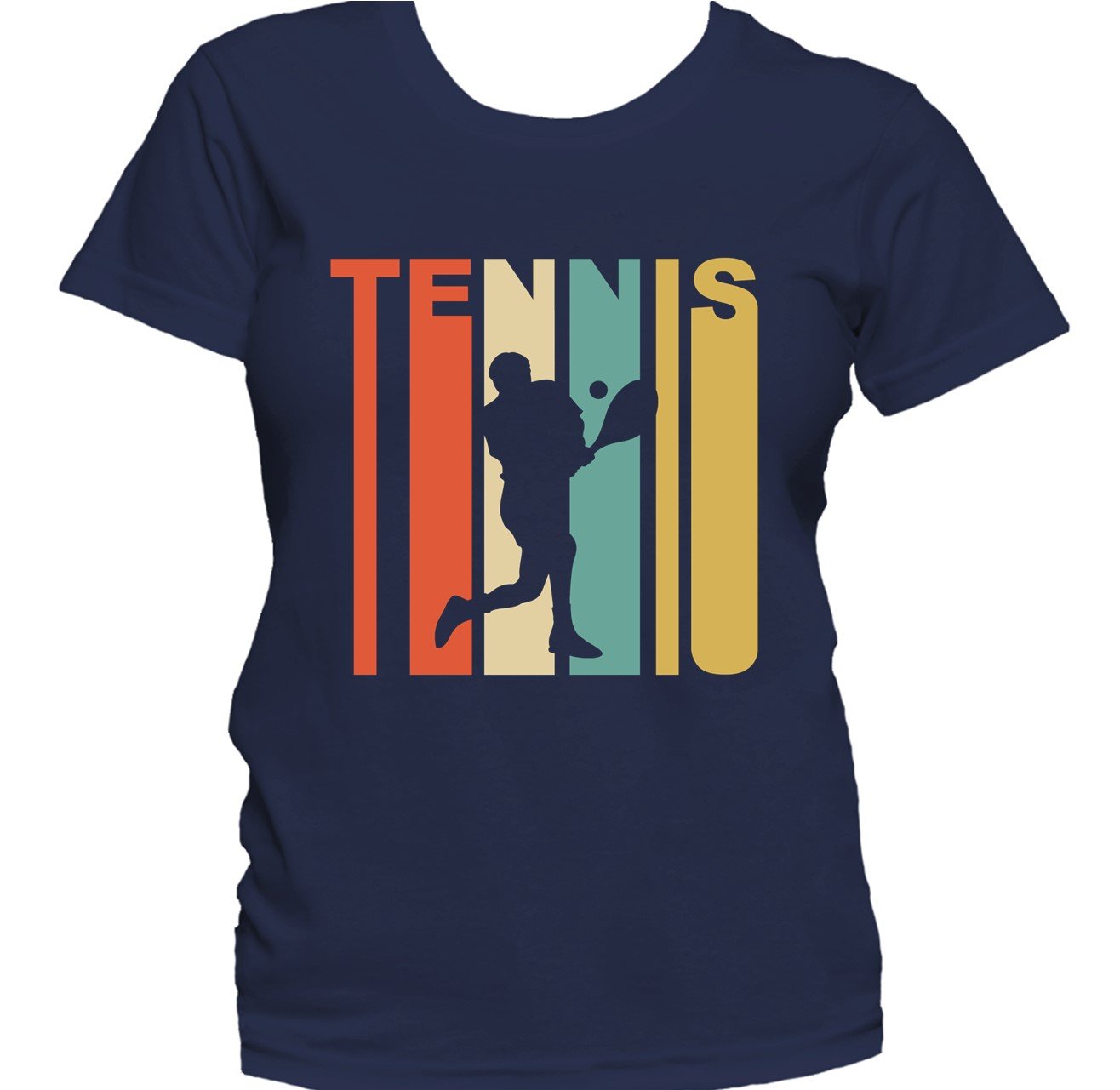 Retro 1970's Style Tennis Player Silhouette Sports Women's T-Shirt