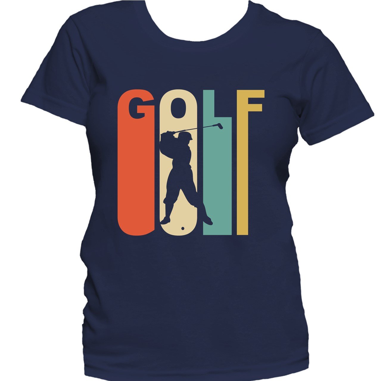Retro 1970's Style Golfer Silhouette Golf Women's T-Shirt