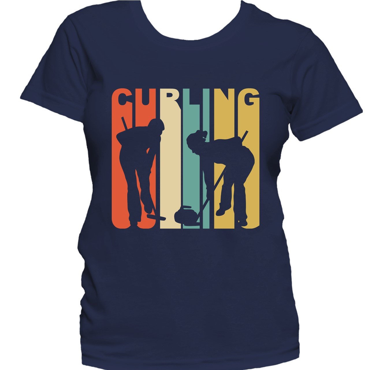 Retro 1970's Style Curlers Silhouette Curling Women's T-Shirt