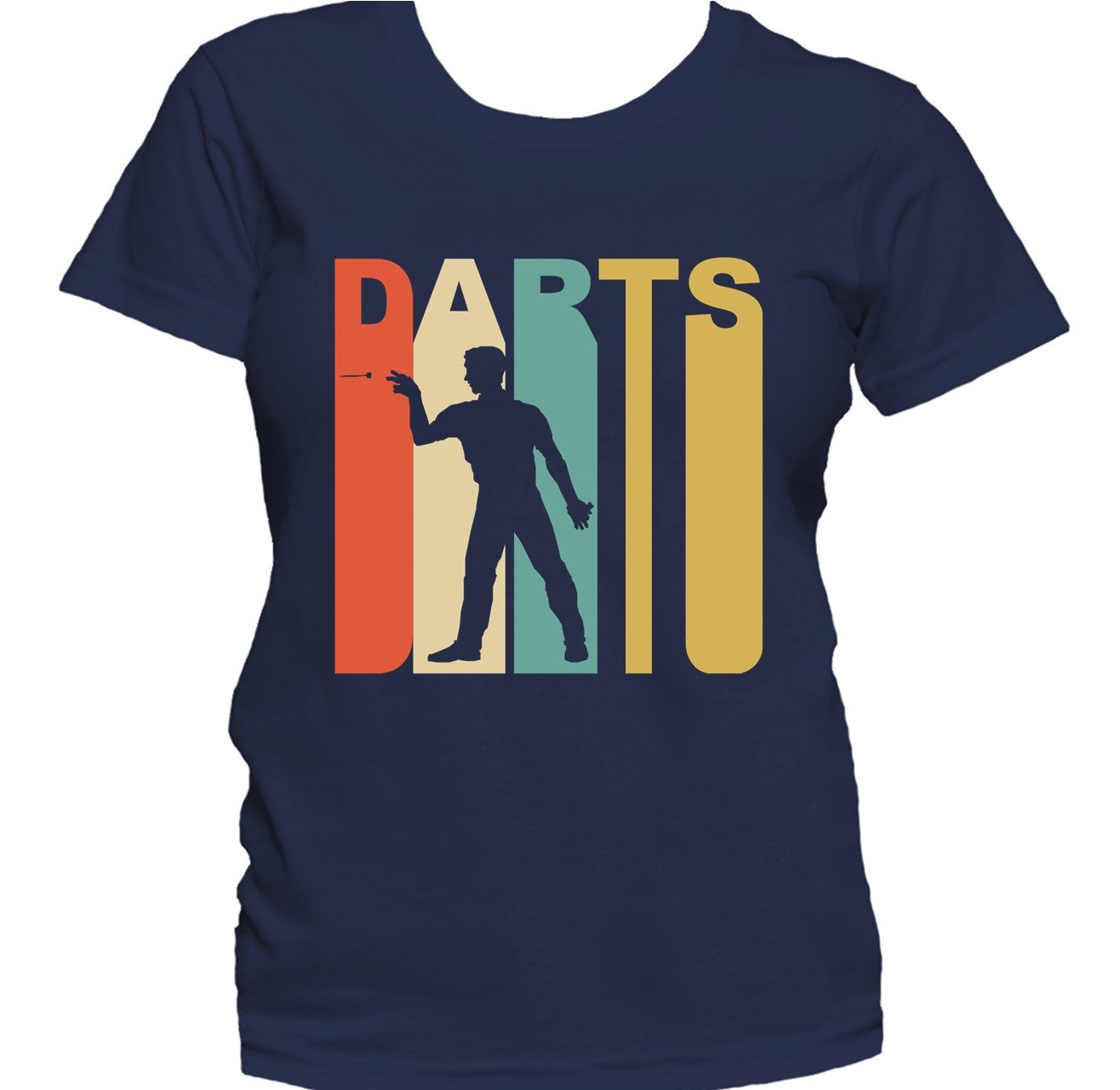 Retro 1970's Style Darts Player Silhouette Darts Women's T-Shirt