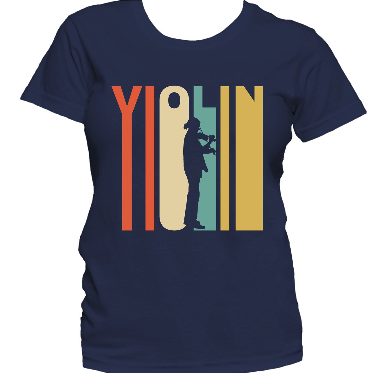 Retro 1970's Style Violin Player Silhouette Music Women's T-Shirt