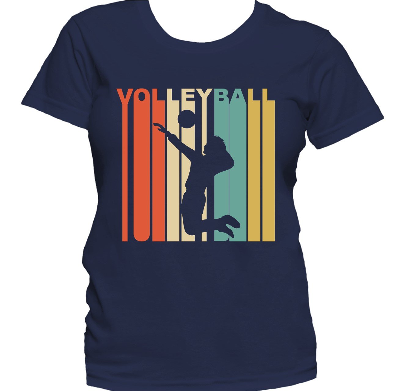 Retro 1970's Style Volleyball Player Silhouette Sports Women's T-Shirt