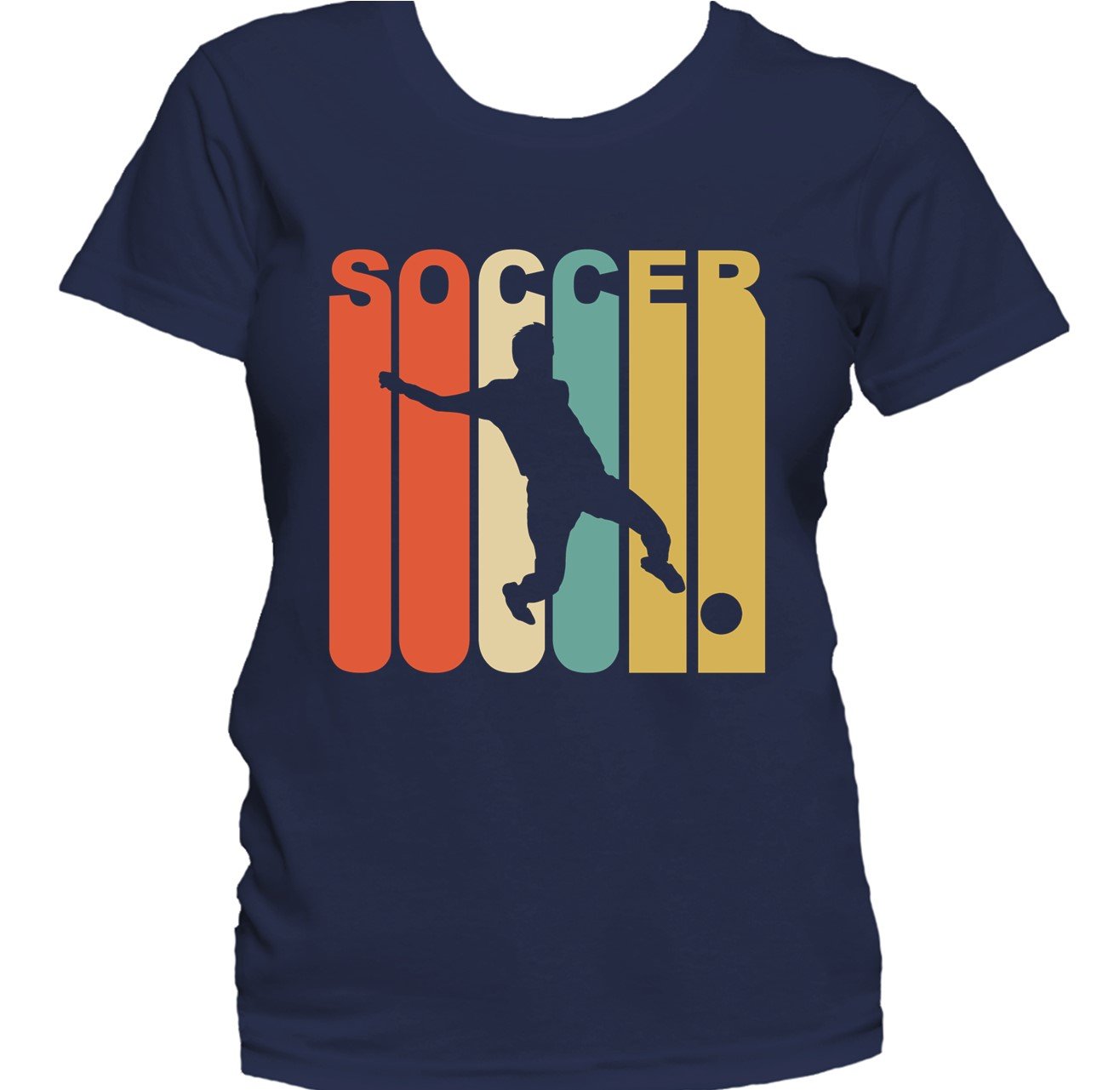 Retro 1970's Style Soccer Player Silhouette Sports Women's T-Shirt