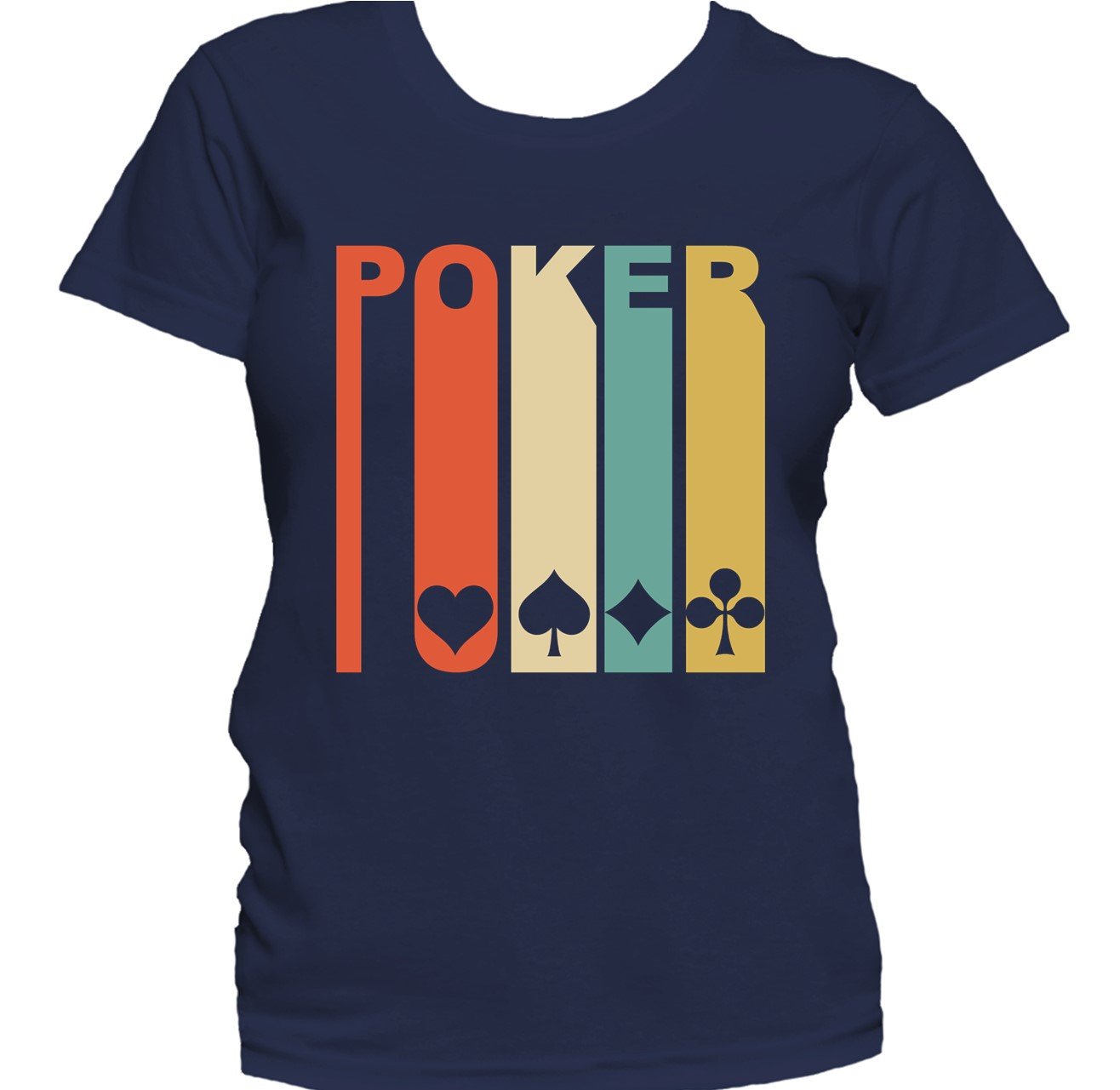 Retro 1970's Style Playing Card Suits Silhouette Poker Women's T-Shirt