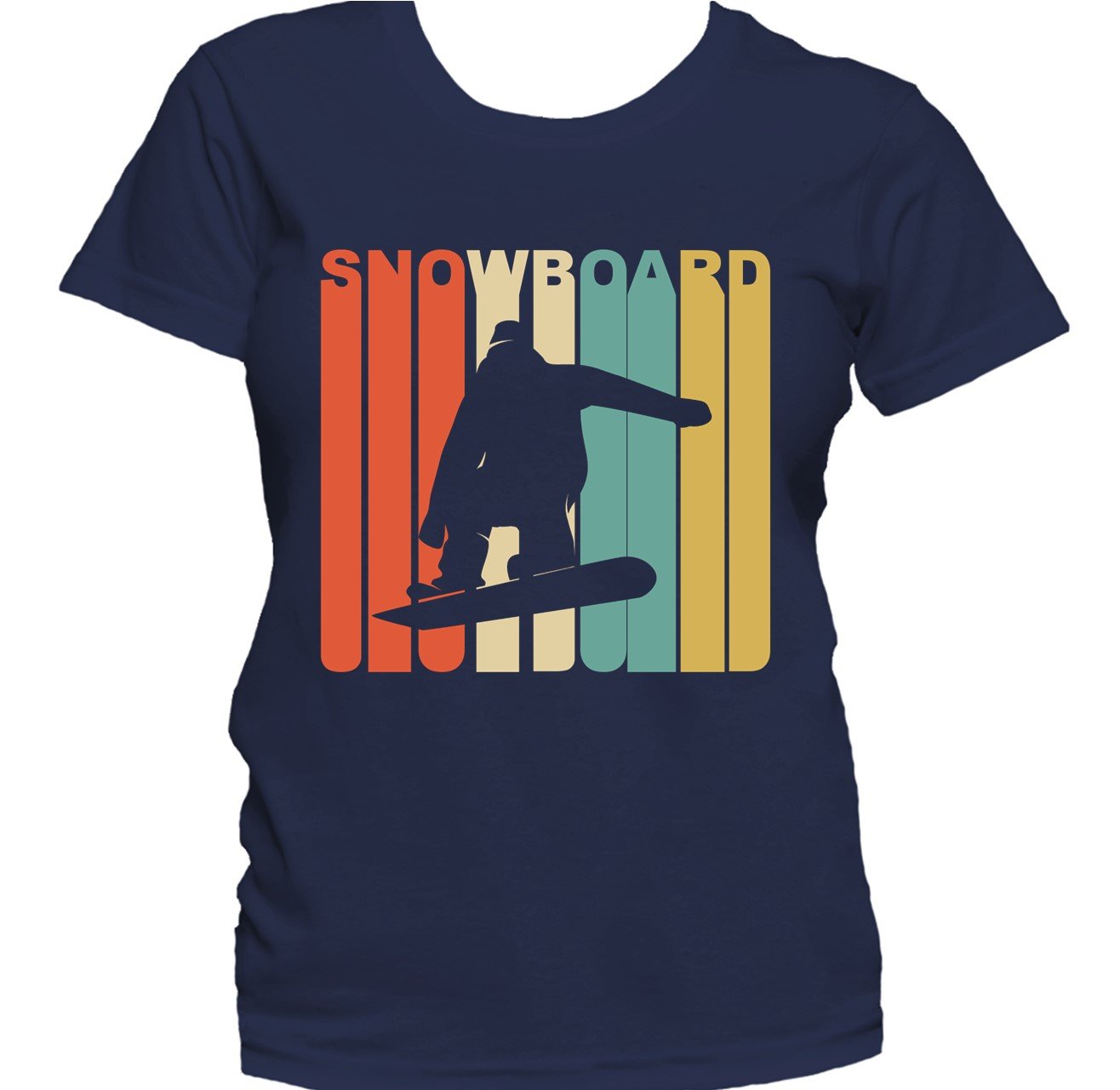 Retro 1970's Style Snowboarder Silhouette Snowboarding Women's T-Shirt