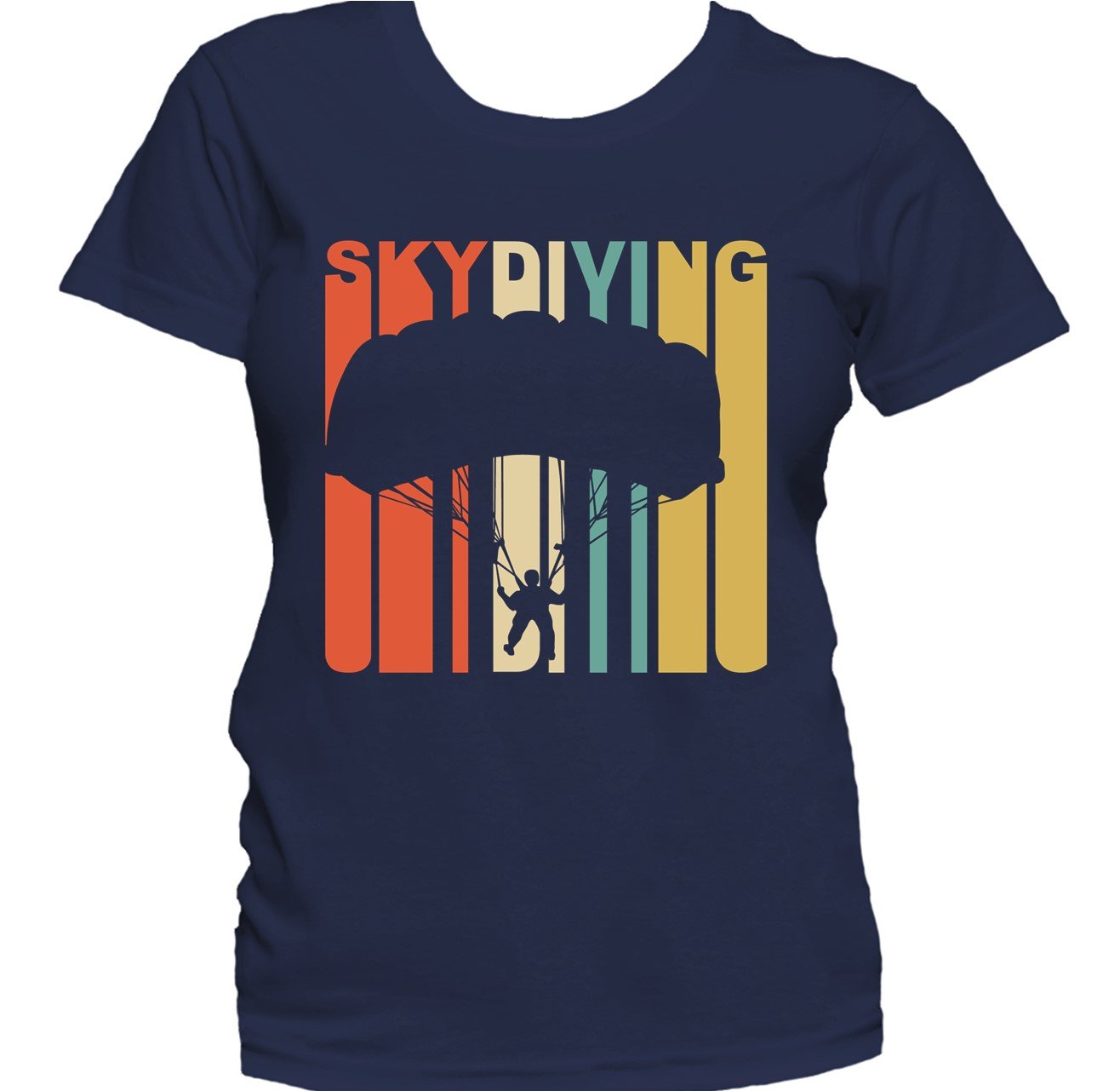 Retro 1970's Style Skydiver Silhouette Skydiving Women's T-Shirt