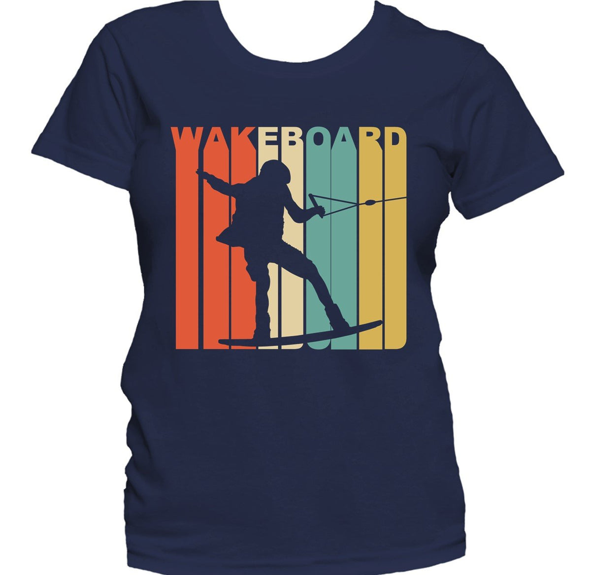 Retro 1970's Style Wakeboarder Silhouette Wakeboarding Women's T-Shirt