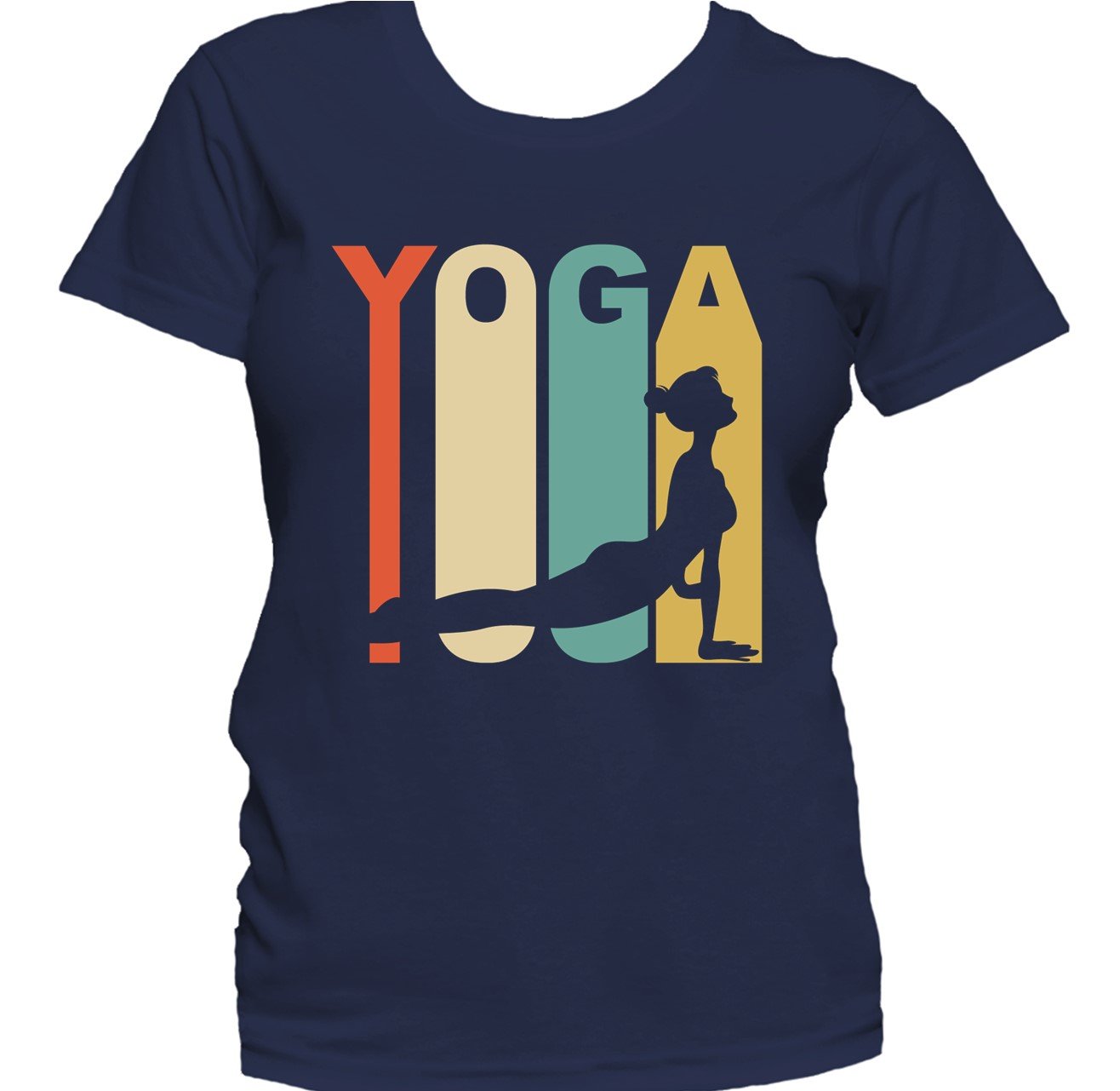 Retro 1970's Style Upward Facing Dog Silhouette Yoga Women's T-Shirt