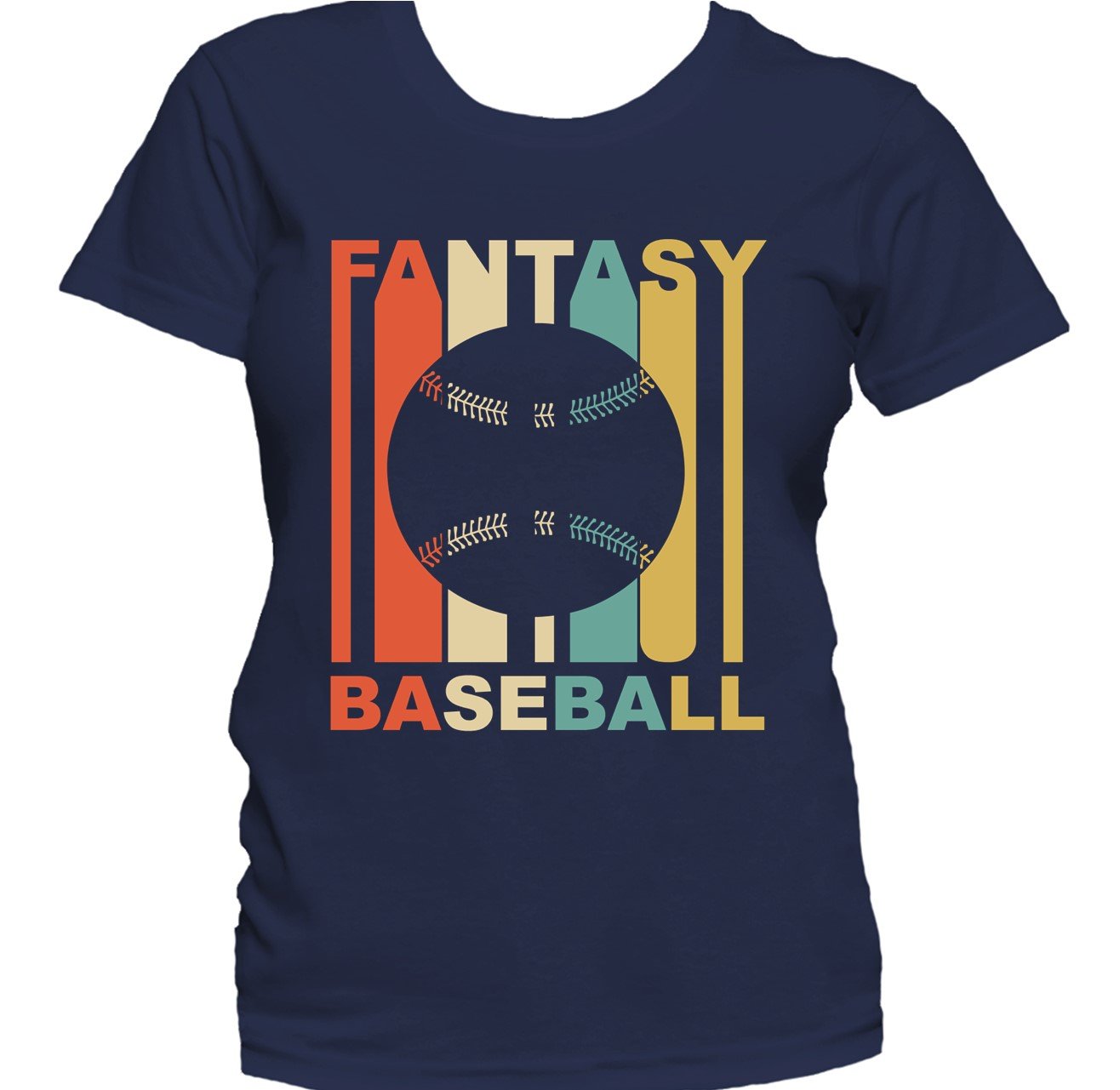 Retro 1970's Style Baseball Silhouette Fantasy Sports Women's T-Shirt