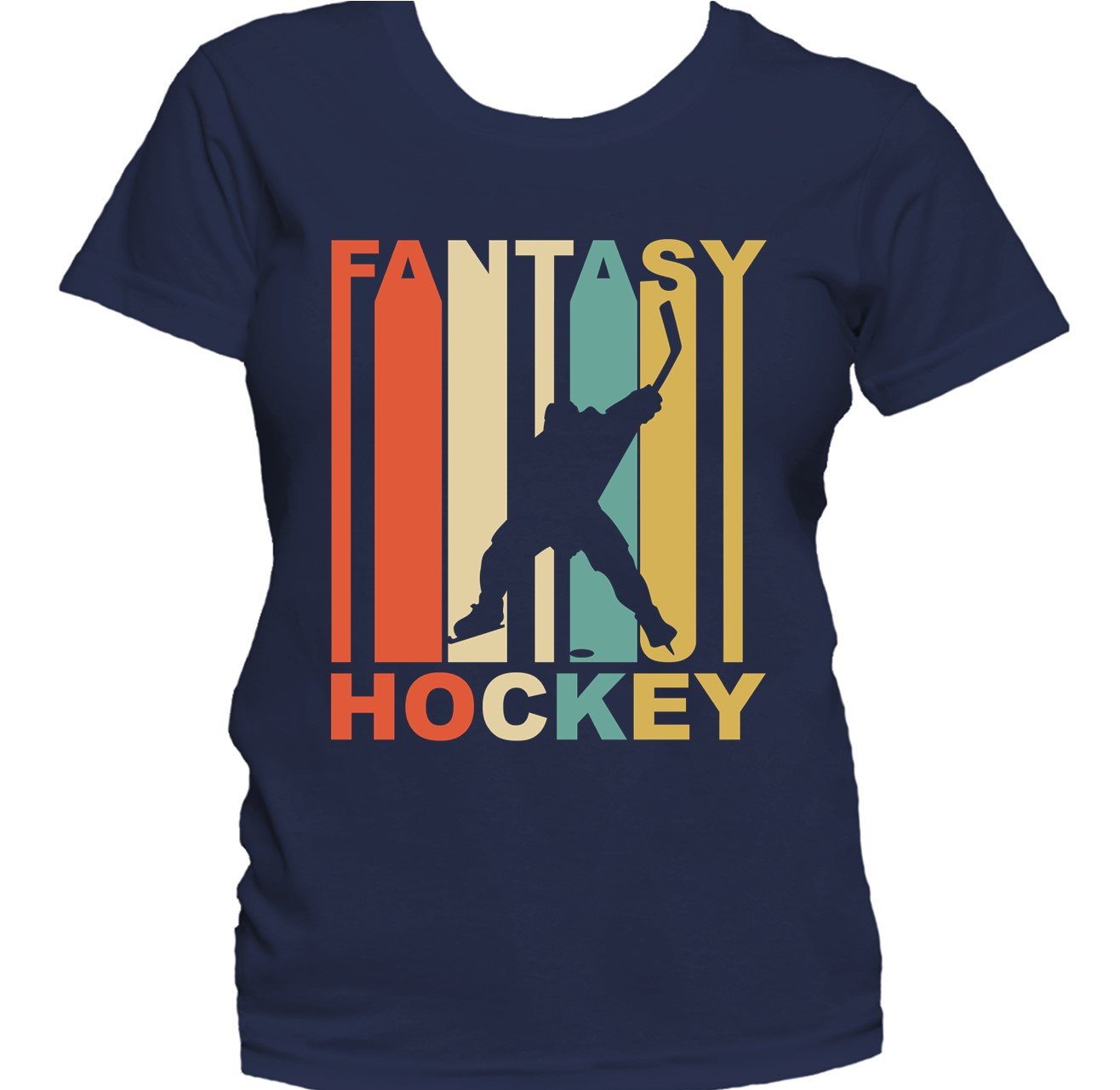 Retro 1970's Style Hockey Silhouette Fantasy Sports Women's T-Shirt